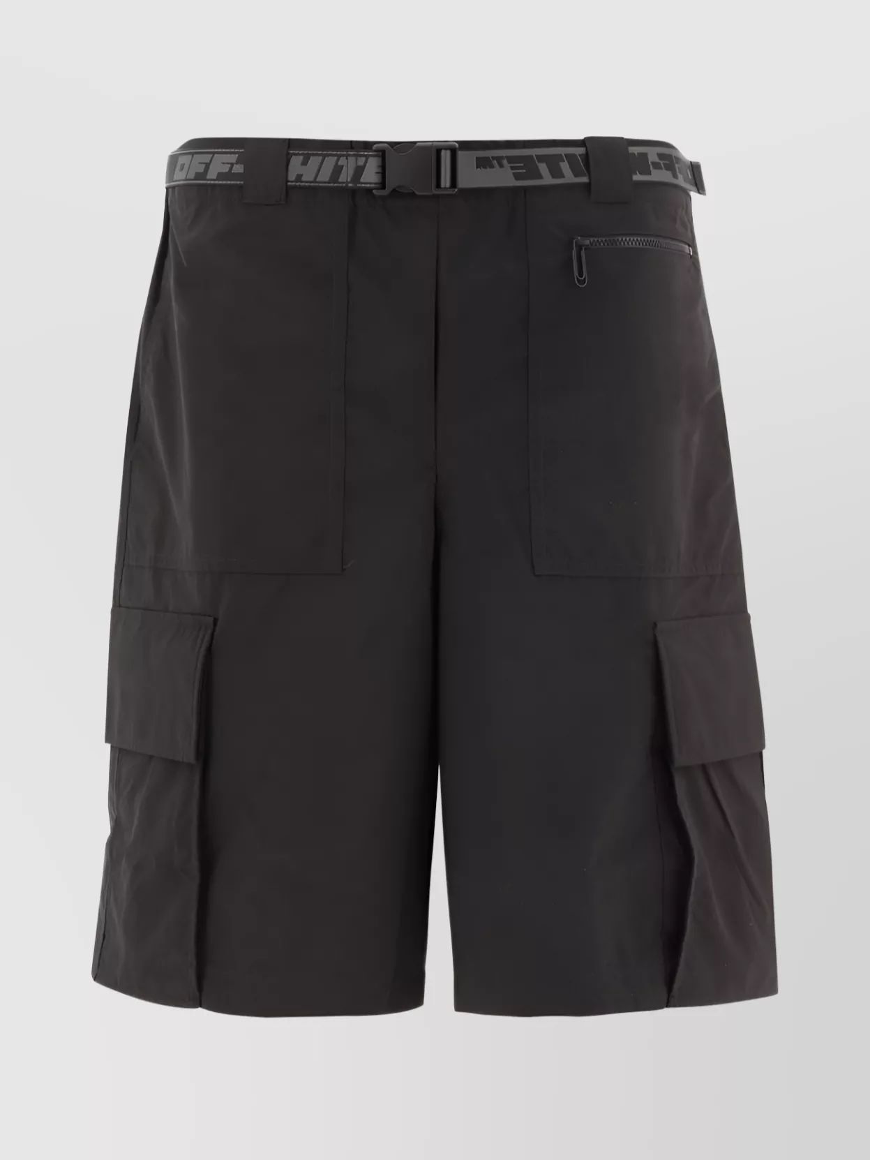 Shop Off-white Relaxed Silhouette With Industrial-belt Track Shorts In Grey