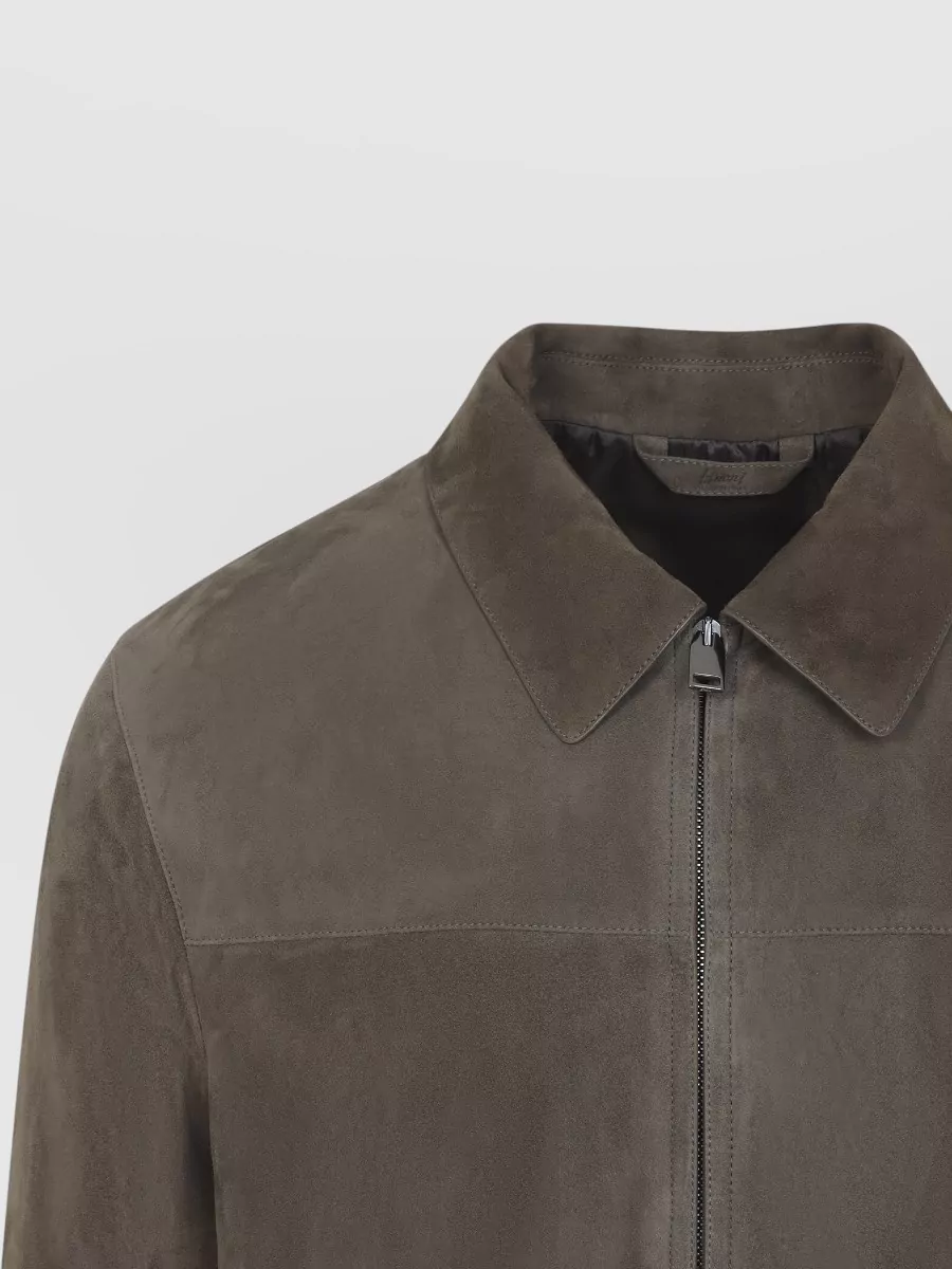 Brioni Leather Shirt Collar Blouson