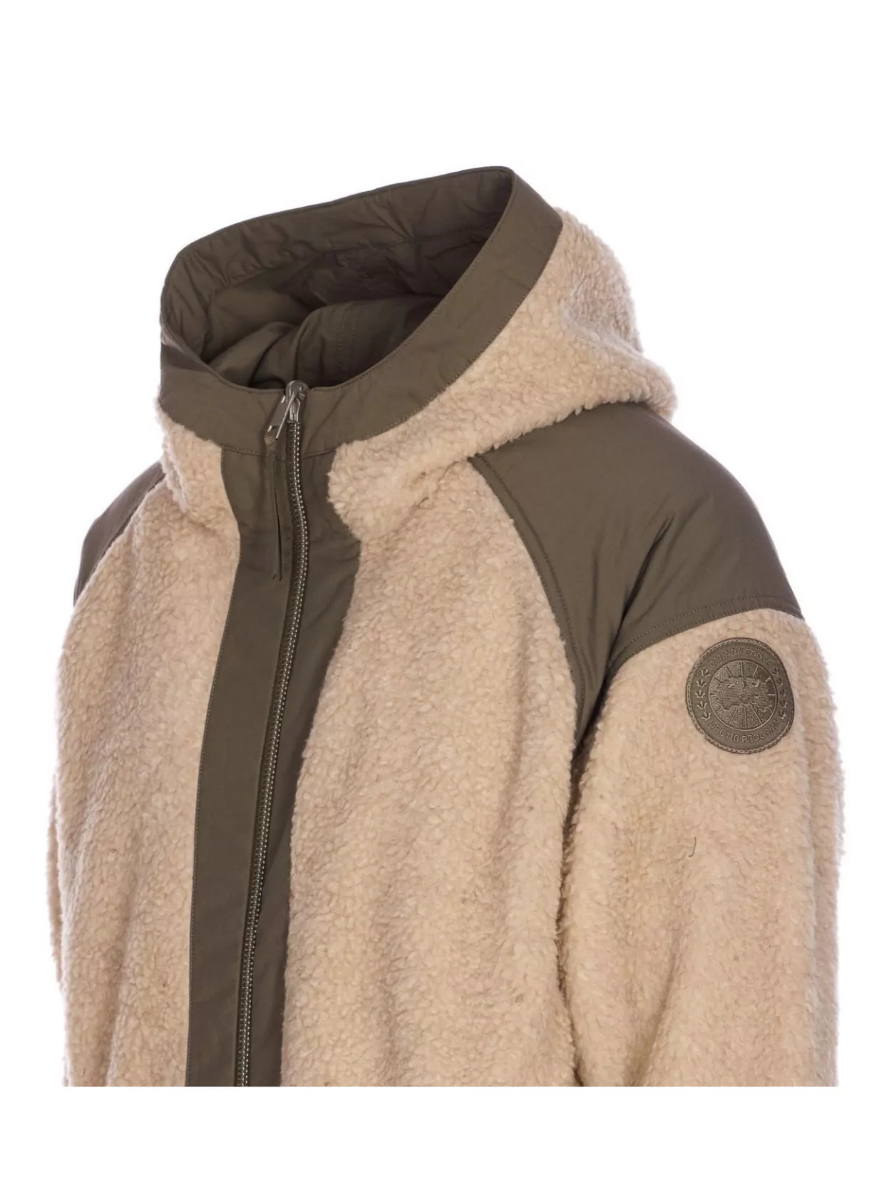 Canada Goose Hooded Shearling Effect Jacket With Contrast Panels