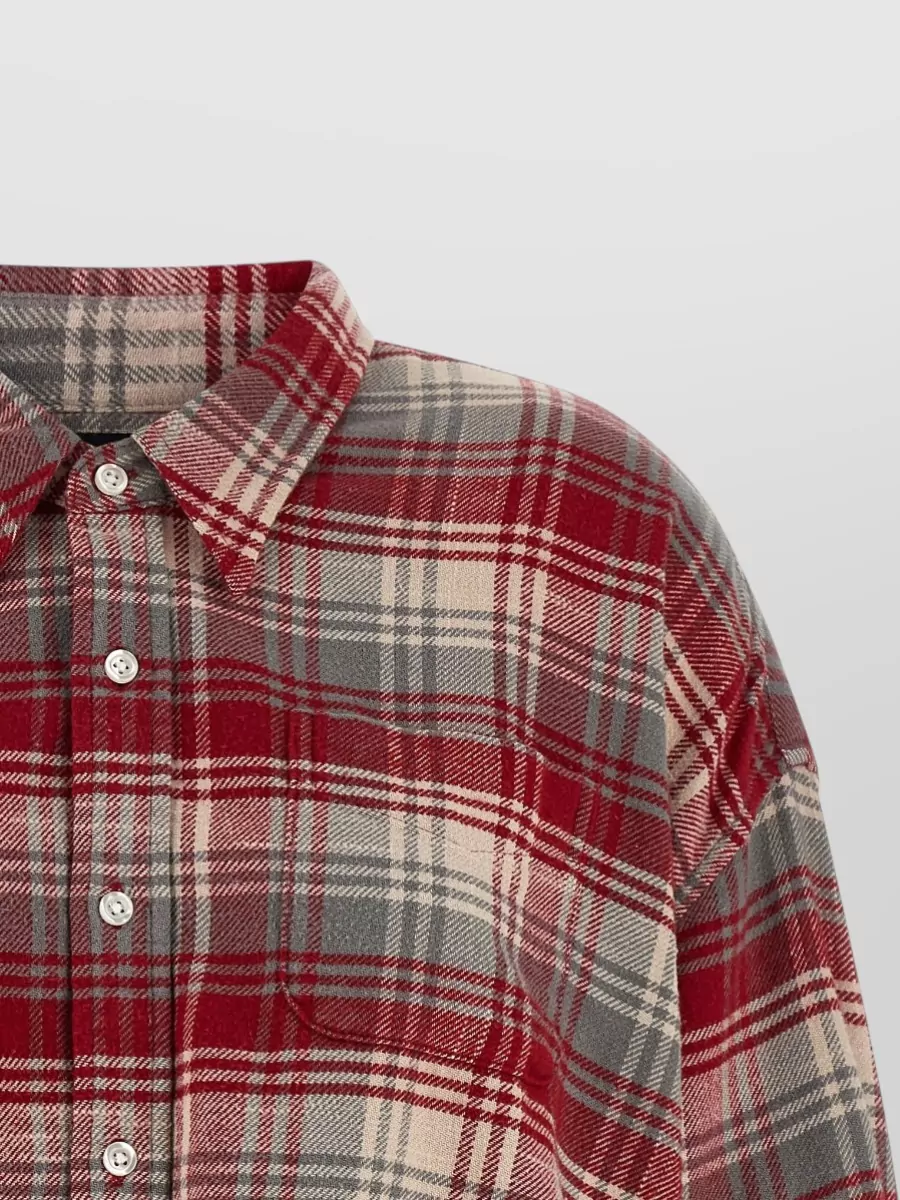 R13 Checked Fringed Cropped Shirt Jacket