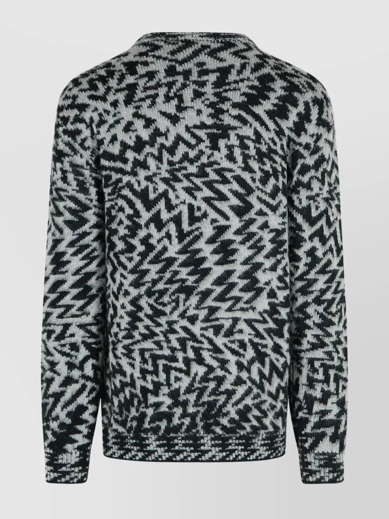 Laneus Wool Blend Sweater Abstract Pattern Design In Black