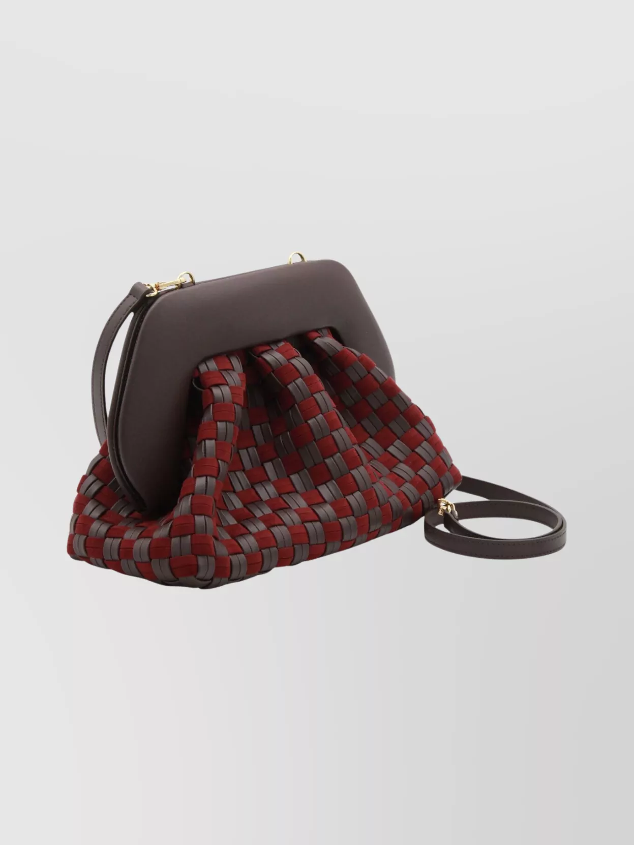 Themoirè Woven Clutch Bag Structured Frame