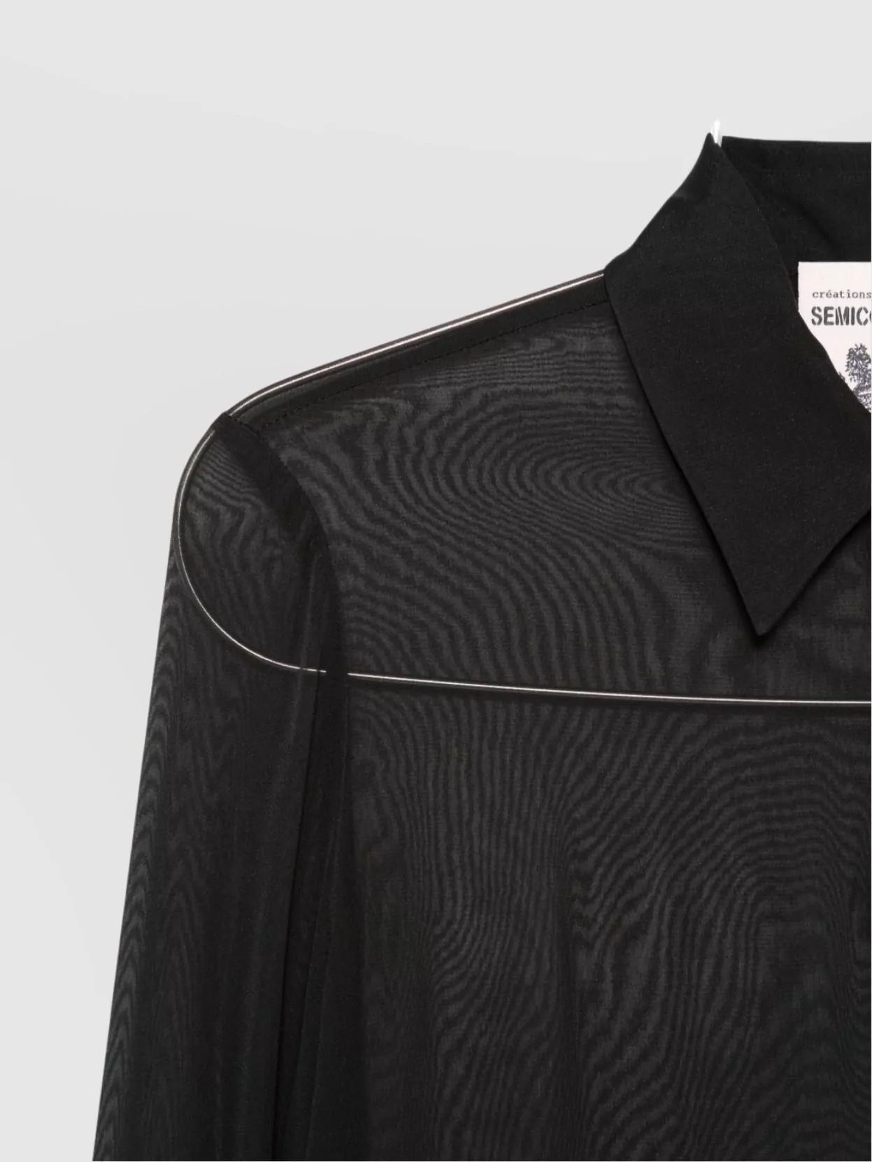 Semicouture Longline Sheer Top With Lace Hem And Trim