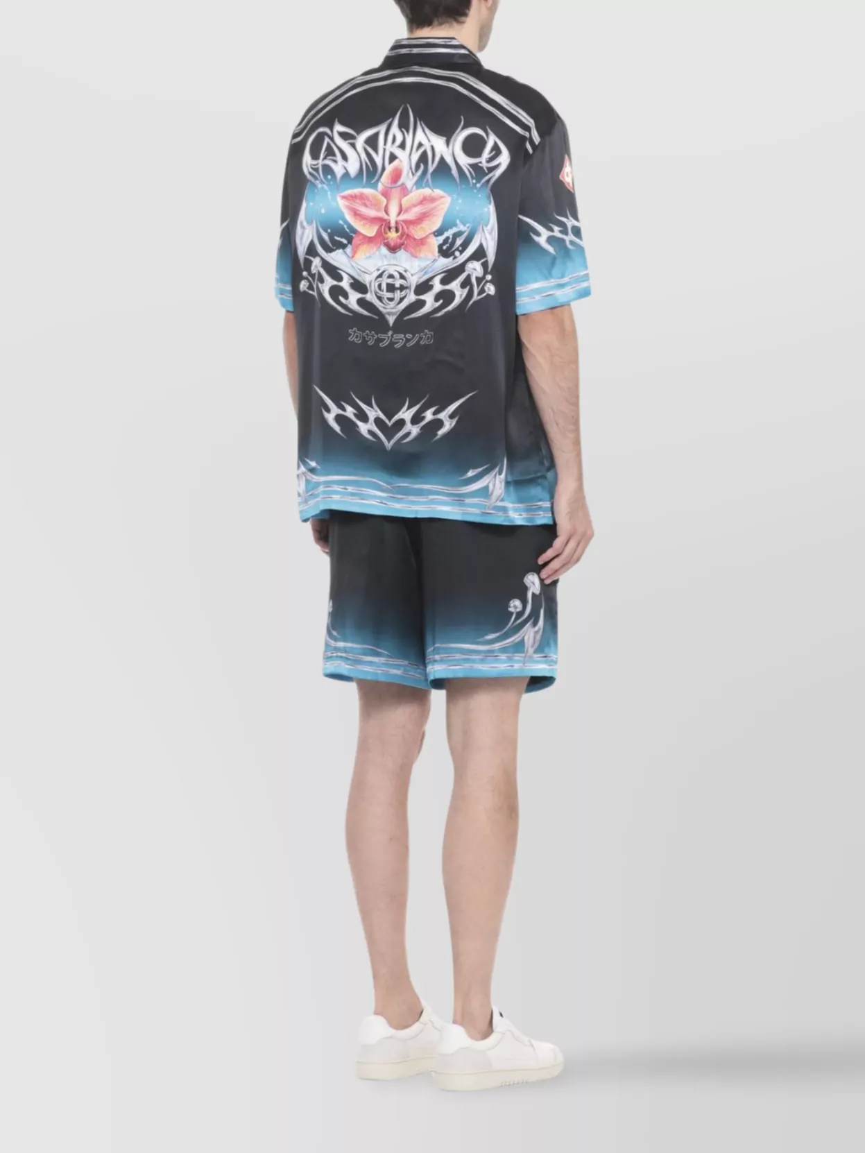 Casablanca Short Sleeve Silk Shirt With Blades Print