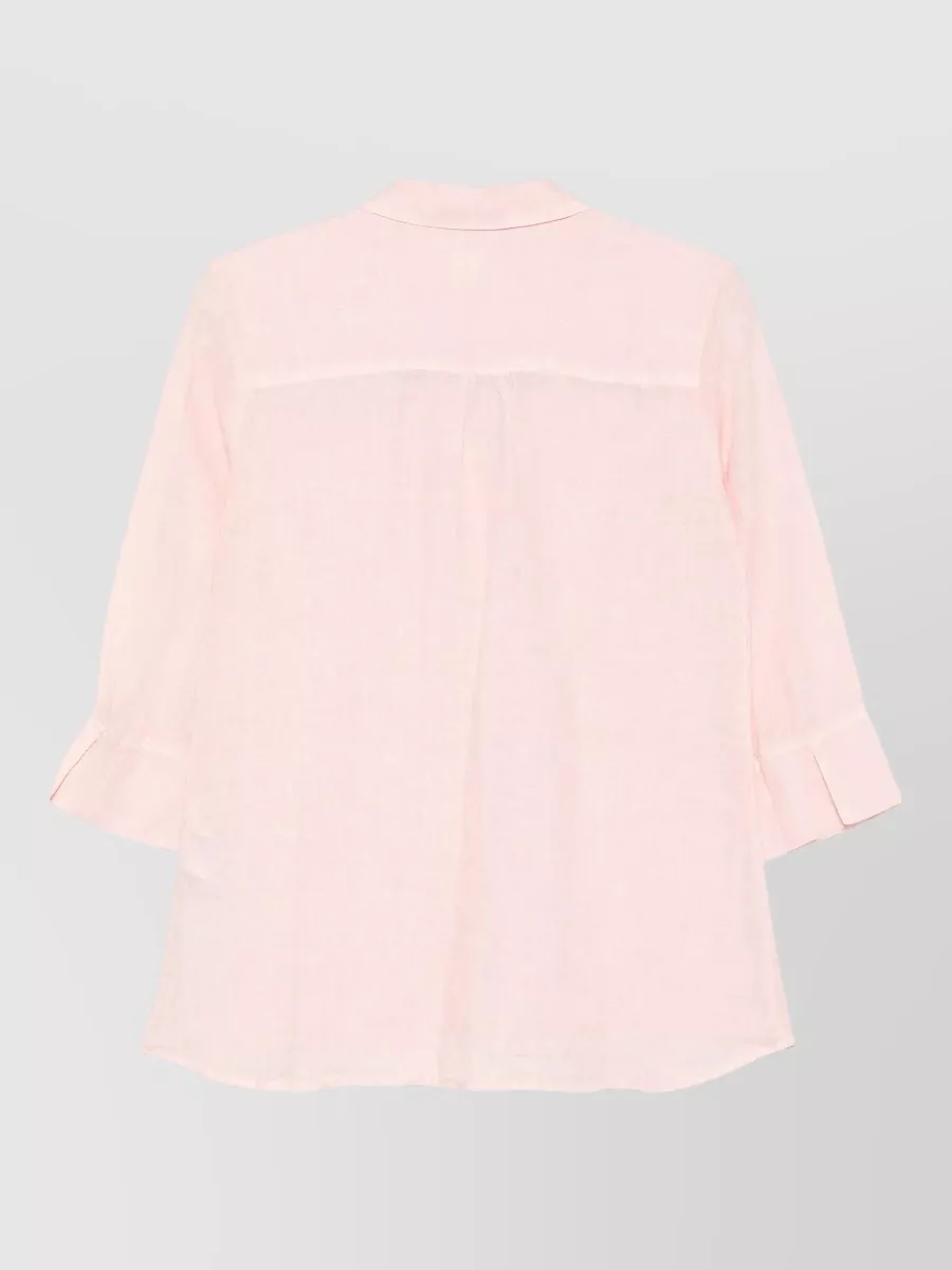 120% Lino Linen V-Neck Long-Sleeve Shirt