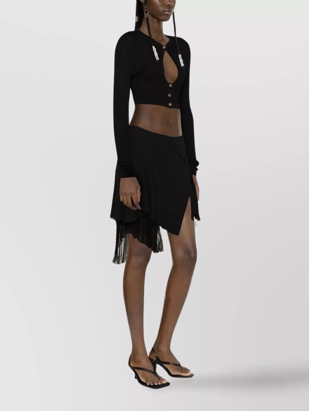 Versace High Waist Button Detail Skirt With Cut-Out Design