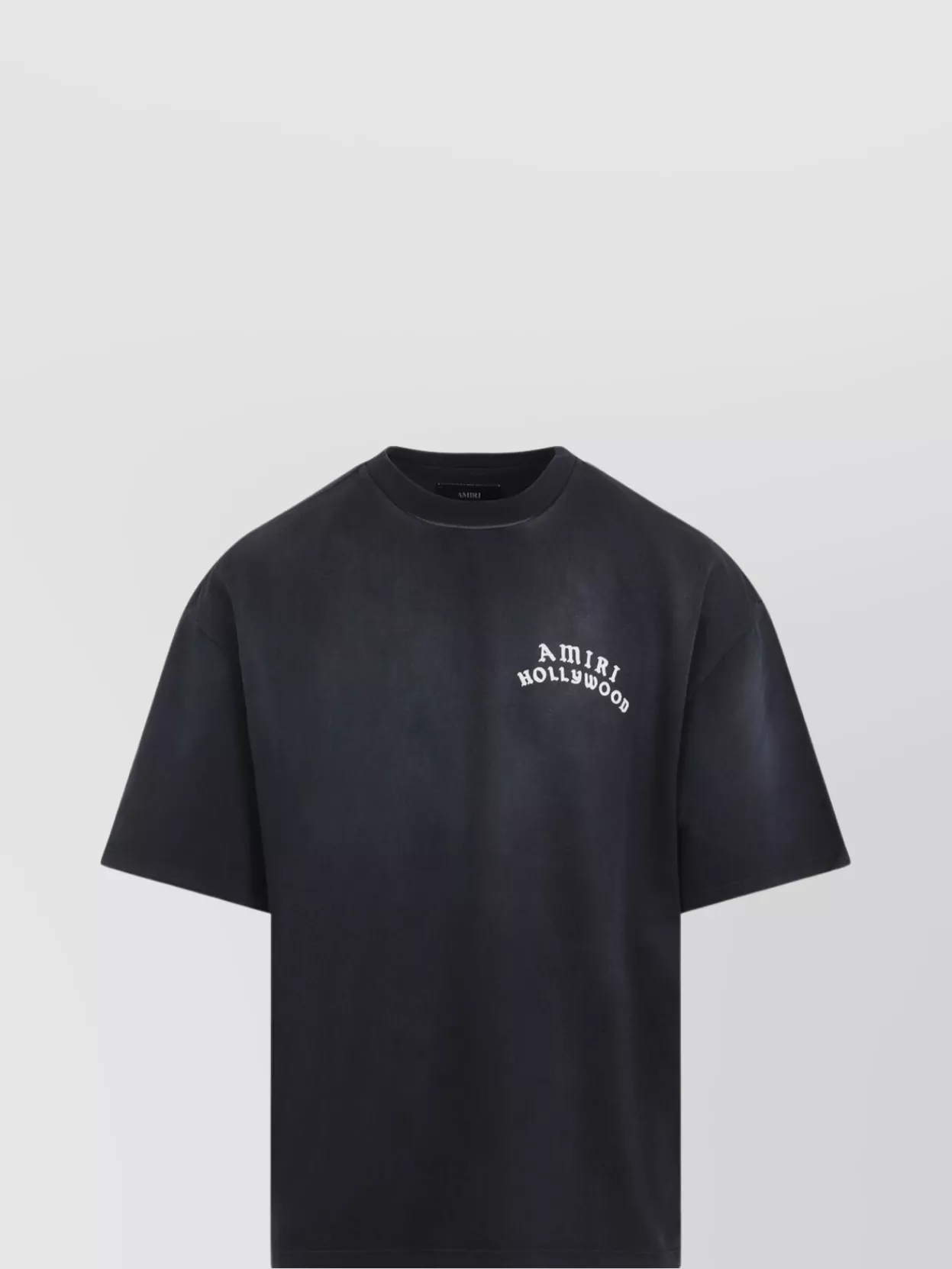 Amiri Black Crewneck T-shirt With Logo Lettering On Front And Rear
