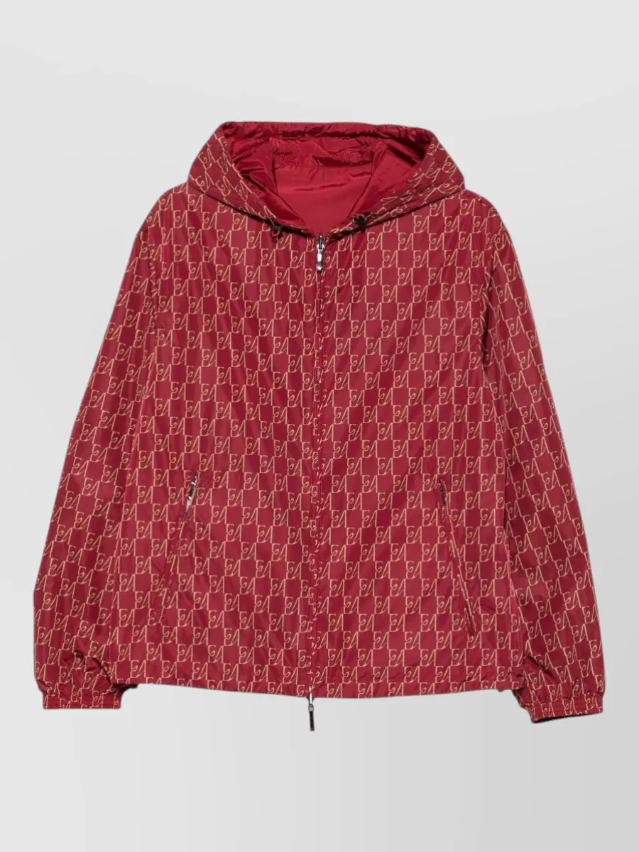 Emporio Armani Hooded monogram nylon raincoat