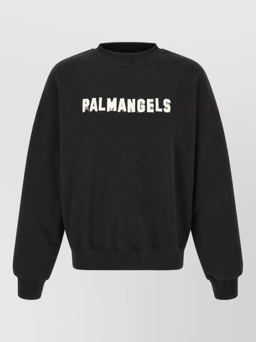 Palm Angels cotton logo-print crewneck sweatshirt