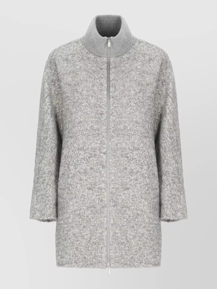 Peserico ribbed collar sequin coat