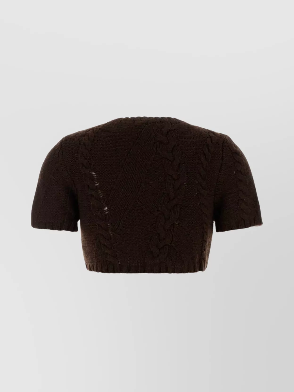 Gimaguas Julia Cropped Cable Knit Sweater In Brown