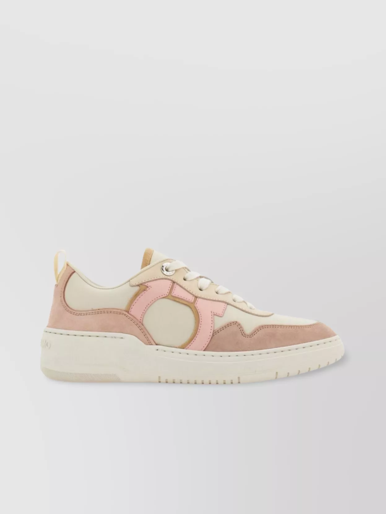 Ferragamo Gancini Leather Sneakers Featuring Suede Paneling