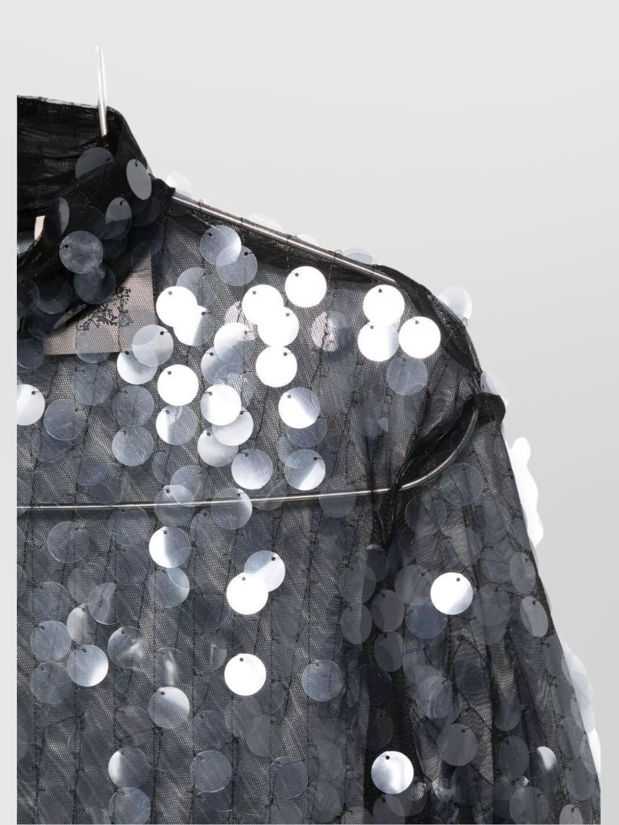 Semicouture High Neck Long Sleeve Sequin Top