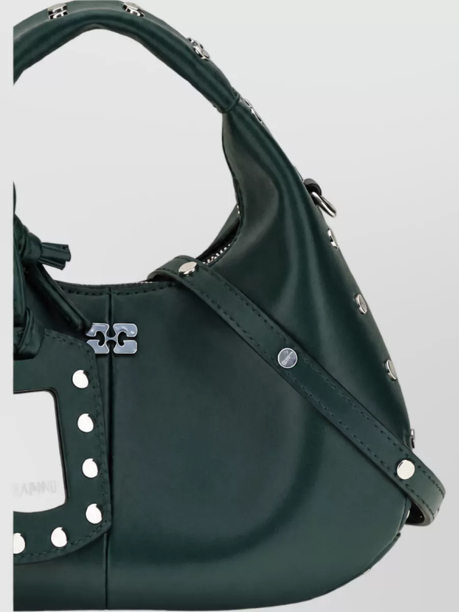 Ganni Mini Hobo Mini Studded Recycled Leather Shoulder Bag