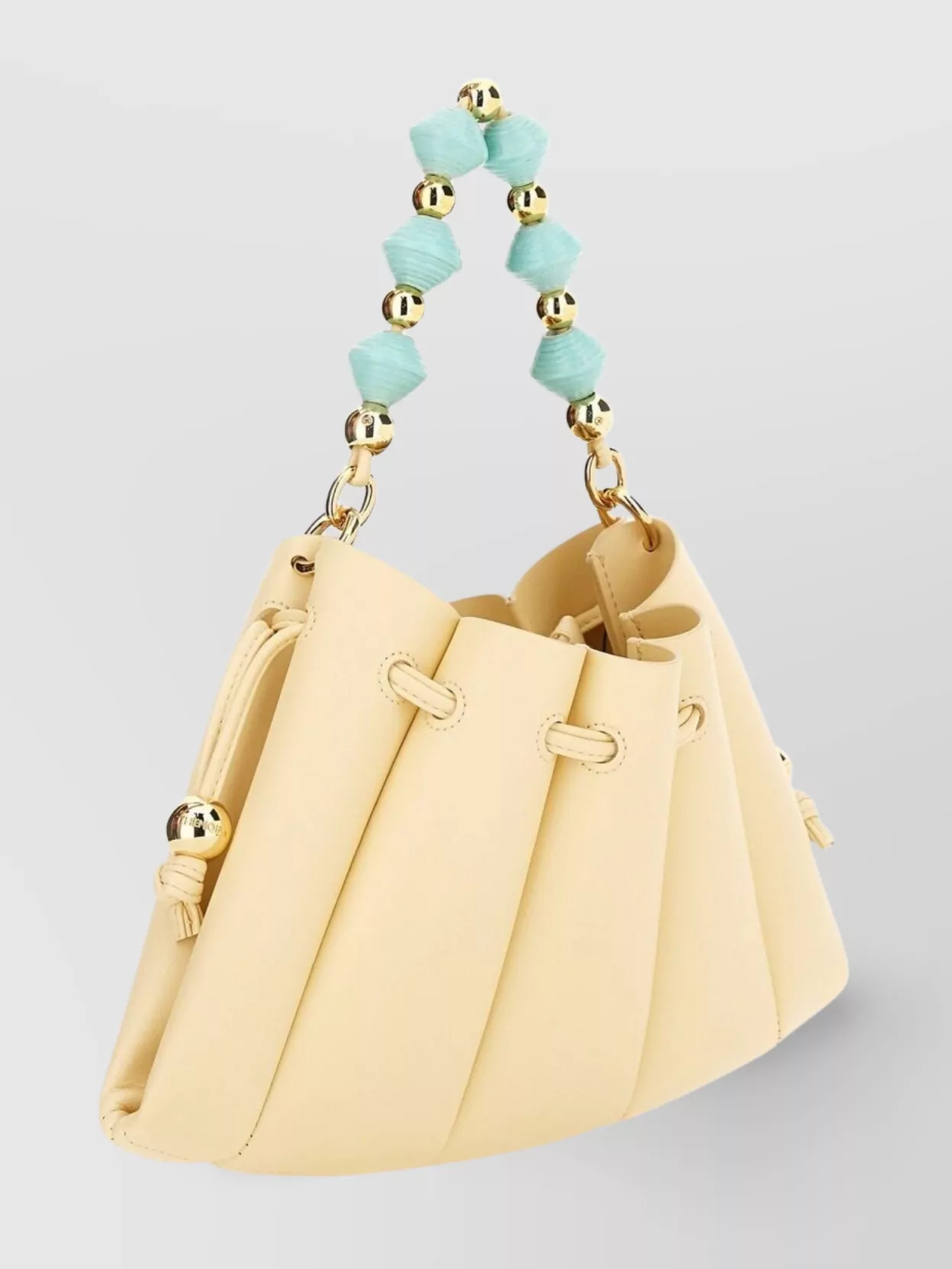 Themoirè Beaded Handle Pleated Design Bag