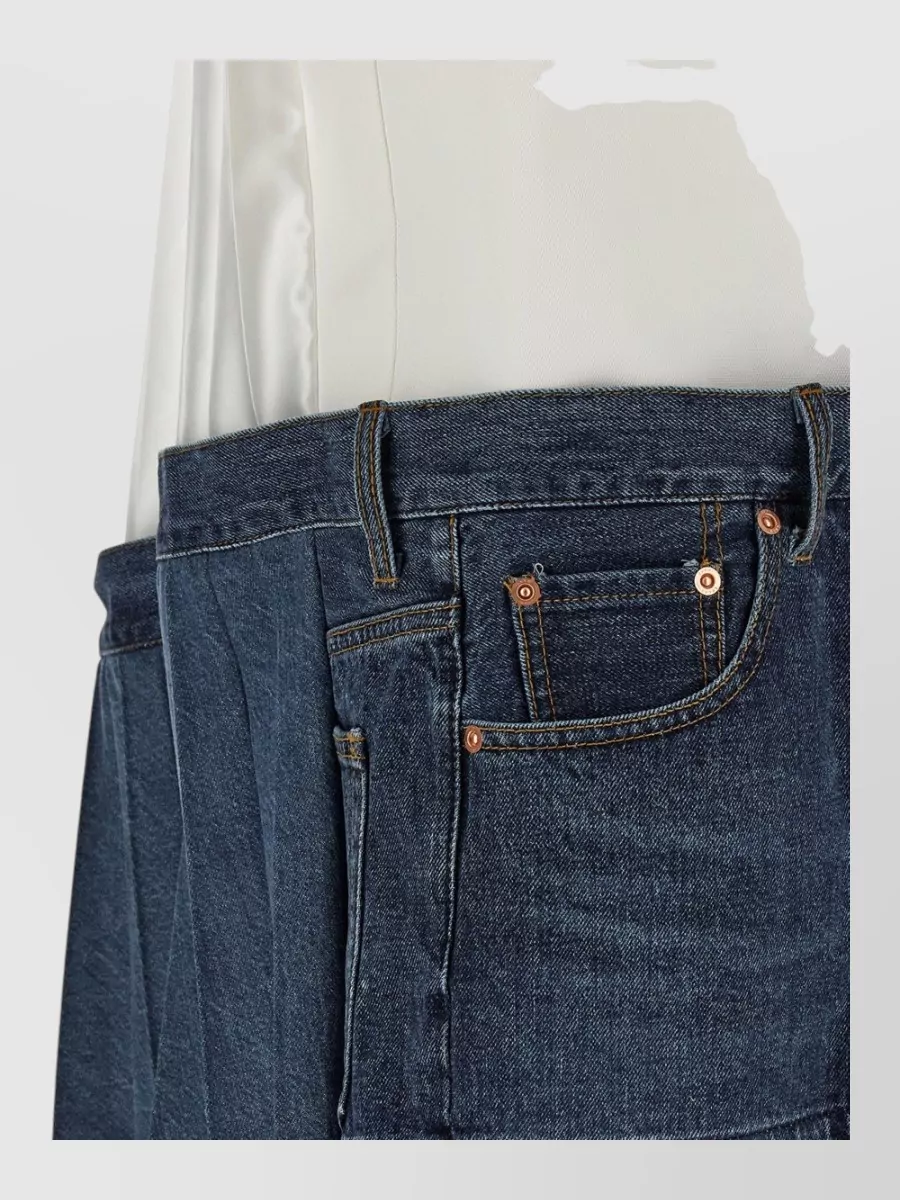 Sacai Silk denim asymmetric mini dress