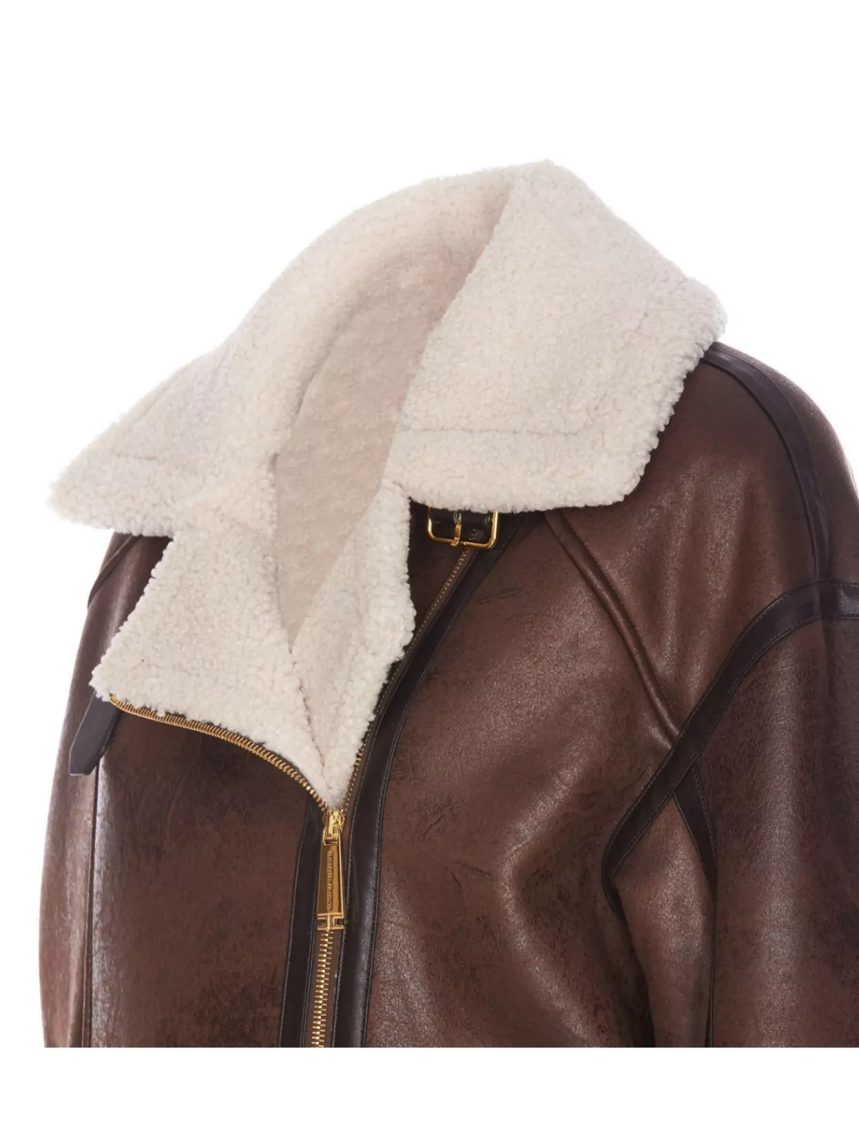 Elisabetta Franchi Coat Shearling Buckle Detail