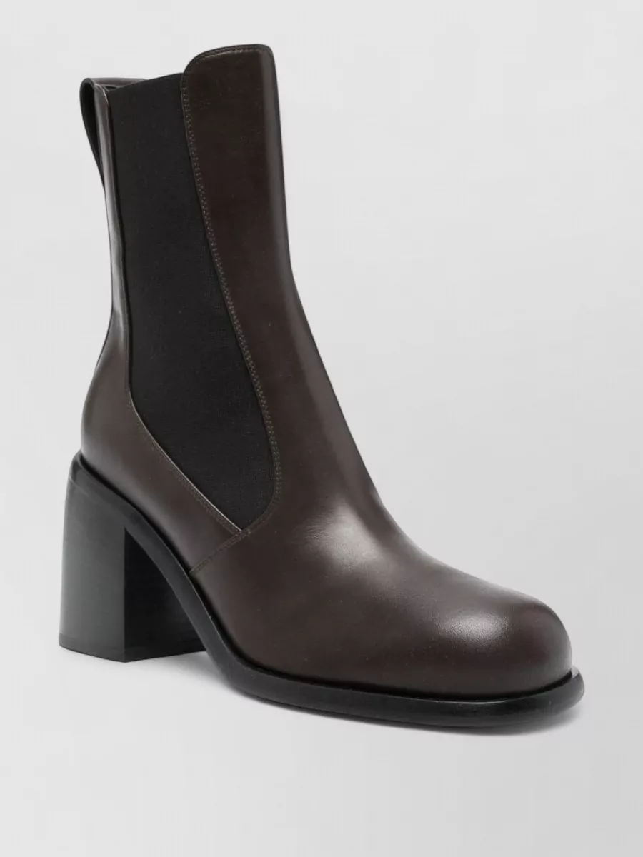 Sergio Rossi Ankle Block Heel Leather Boots