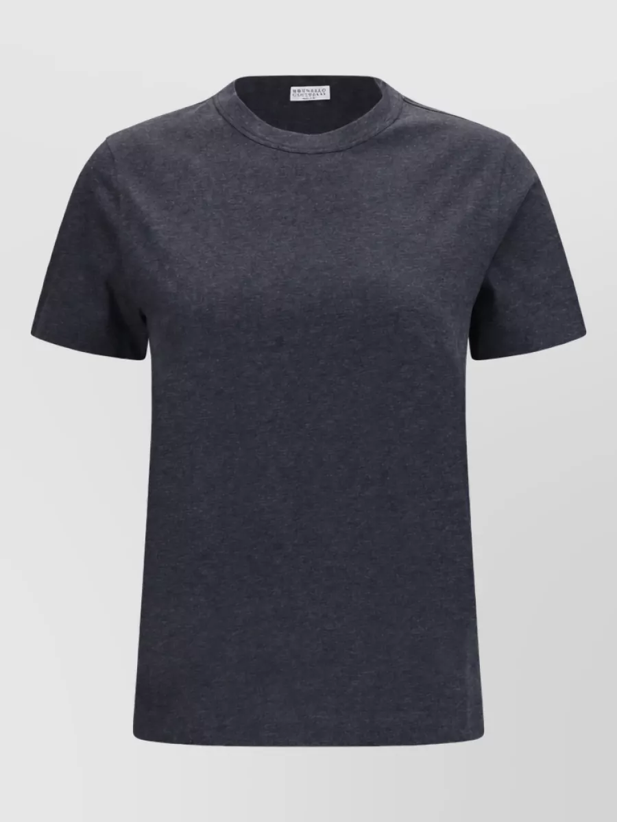 Brunello Cucinelli cotton ribbed crew neck jewel-embellished t-shirt