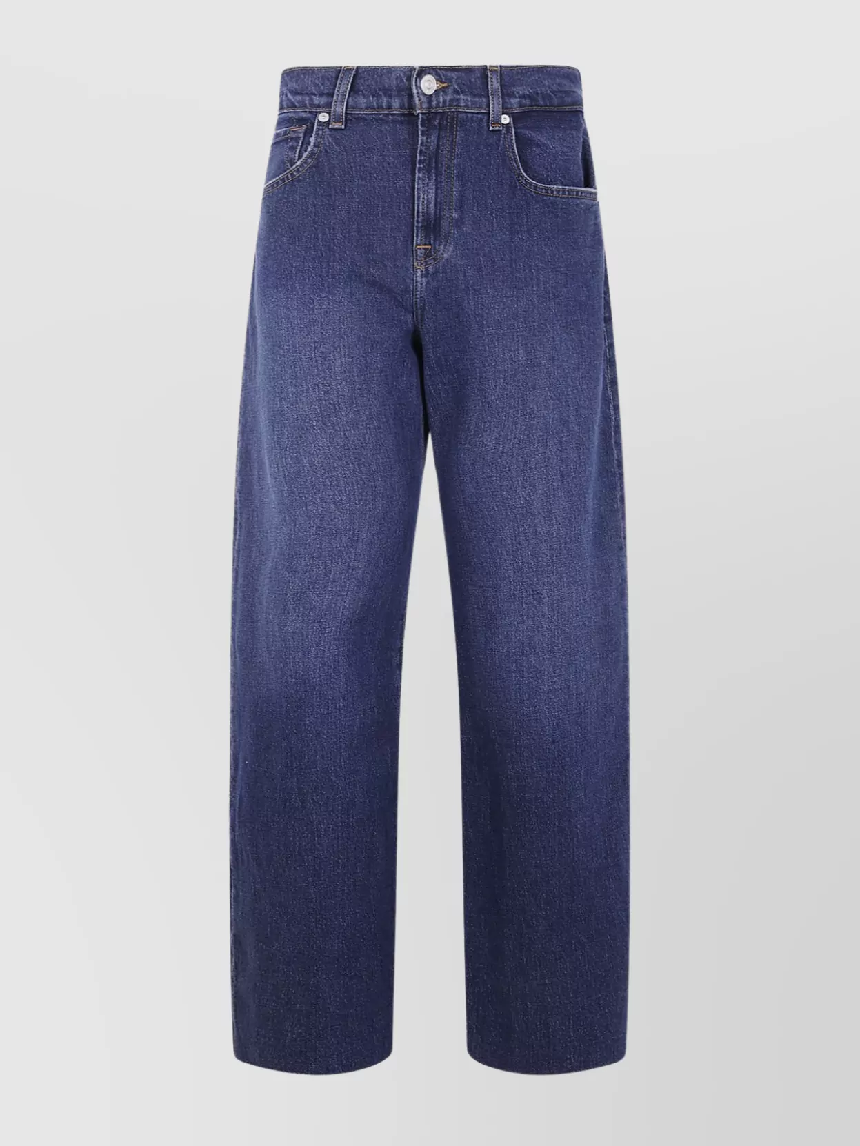 7 For All Mankind Denim Trousers With Belt Loops In Blue