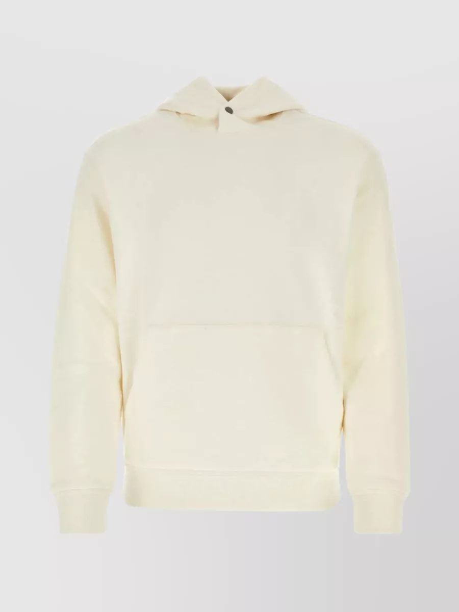 Shop Zegna Blend Hooded Sweatshirt With Pouch Pocket In Cream