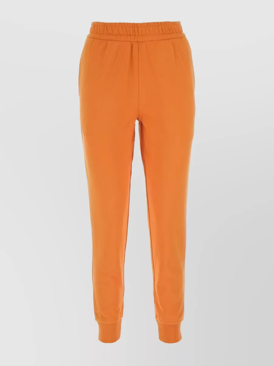Shop Burberry Logo Patched Cotton Track Pants In Orange