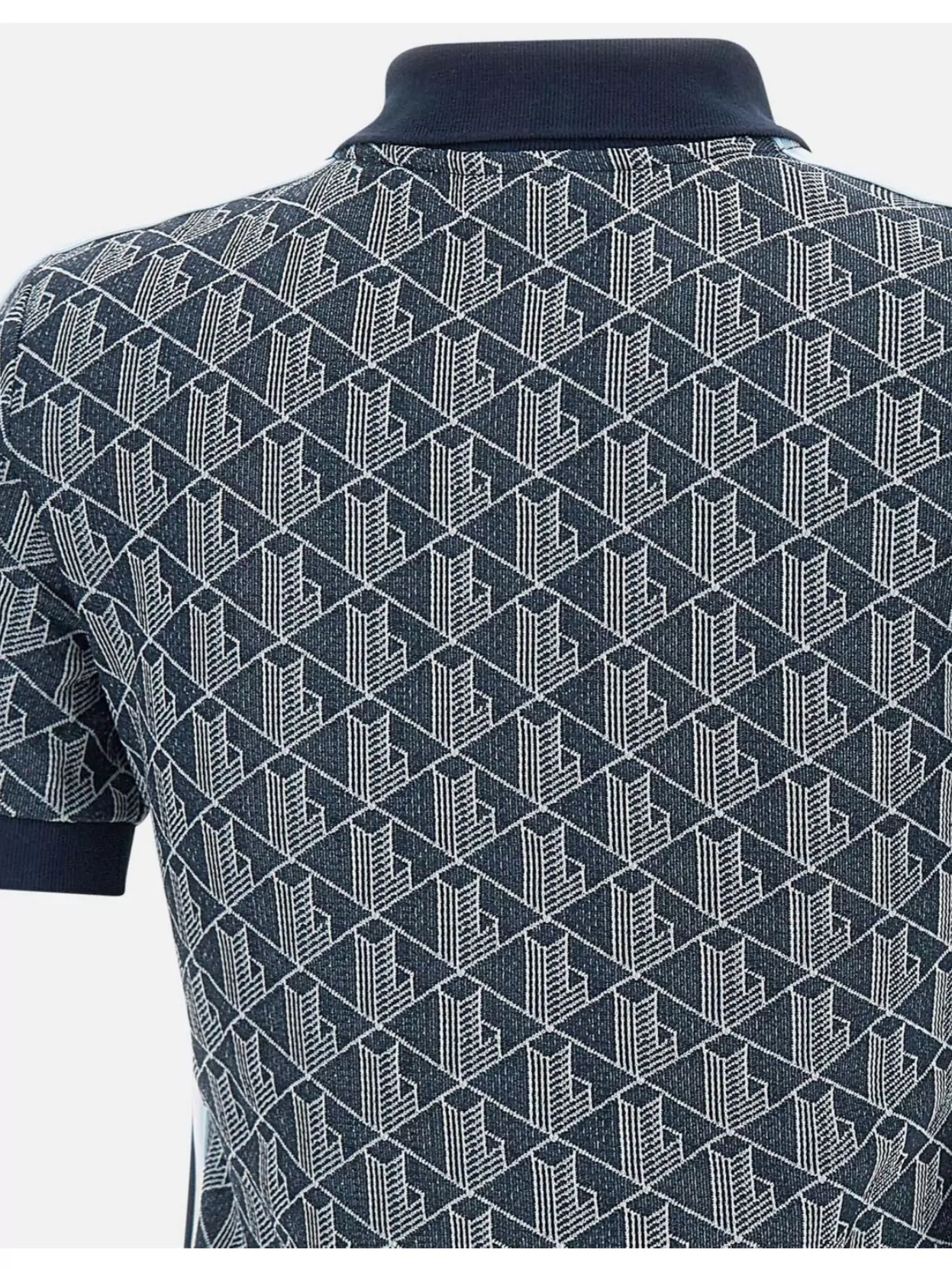 Lacoste Monogram Jacquard Knit Polo Shirt In Blue