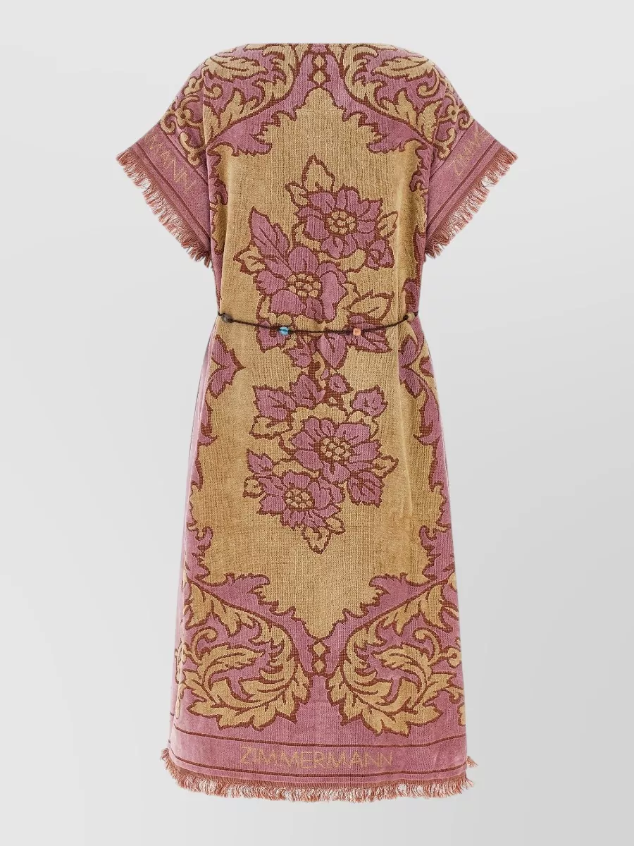 Zimmermann Cotton Floral-Jacquard Fringed Midi Beach Cover-Up