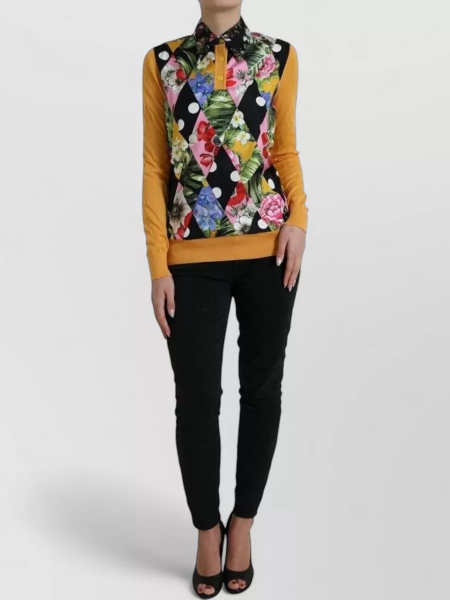 Dolce&Gabbana Cashmere silk patchwork henley sweater