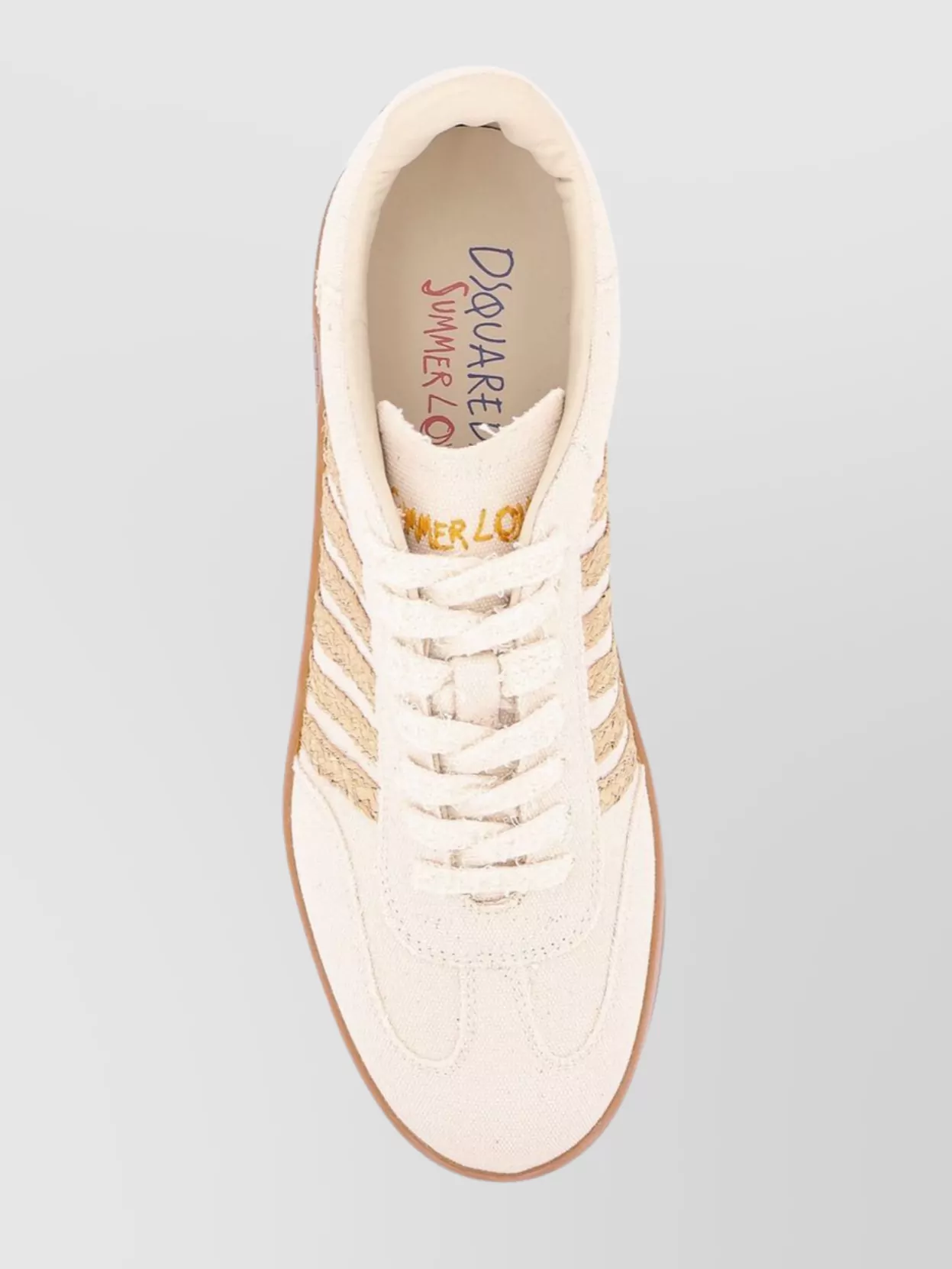 Shop Dsquared2 Summer Lovers Canvas And Rafia Sneakers
