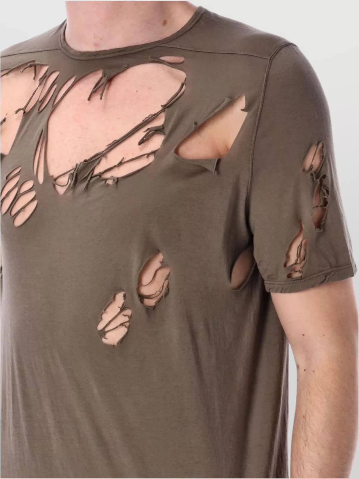Shop Rick Owens Drkshdw Distressed Longline Round Neck T-shirt