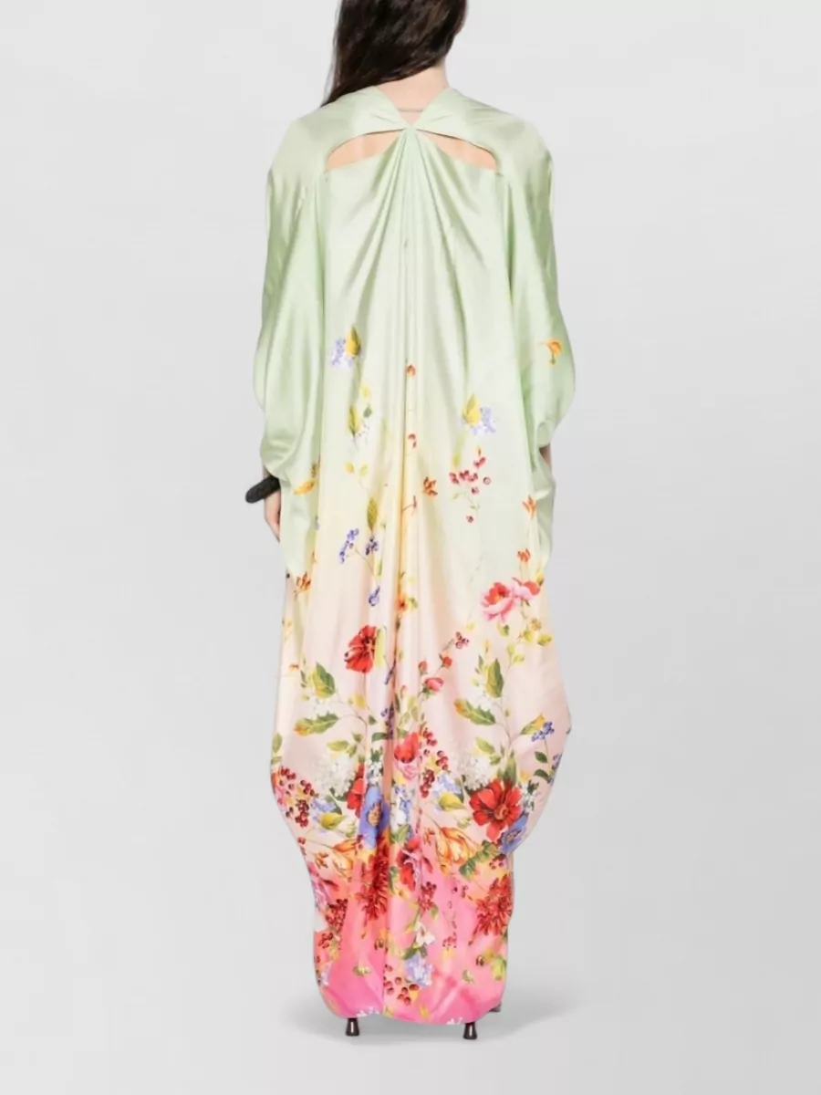 Roberto Cavalli Knee Length Dress Draped Floral V Neck