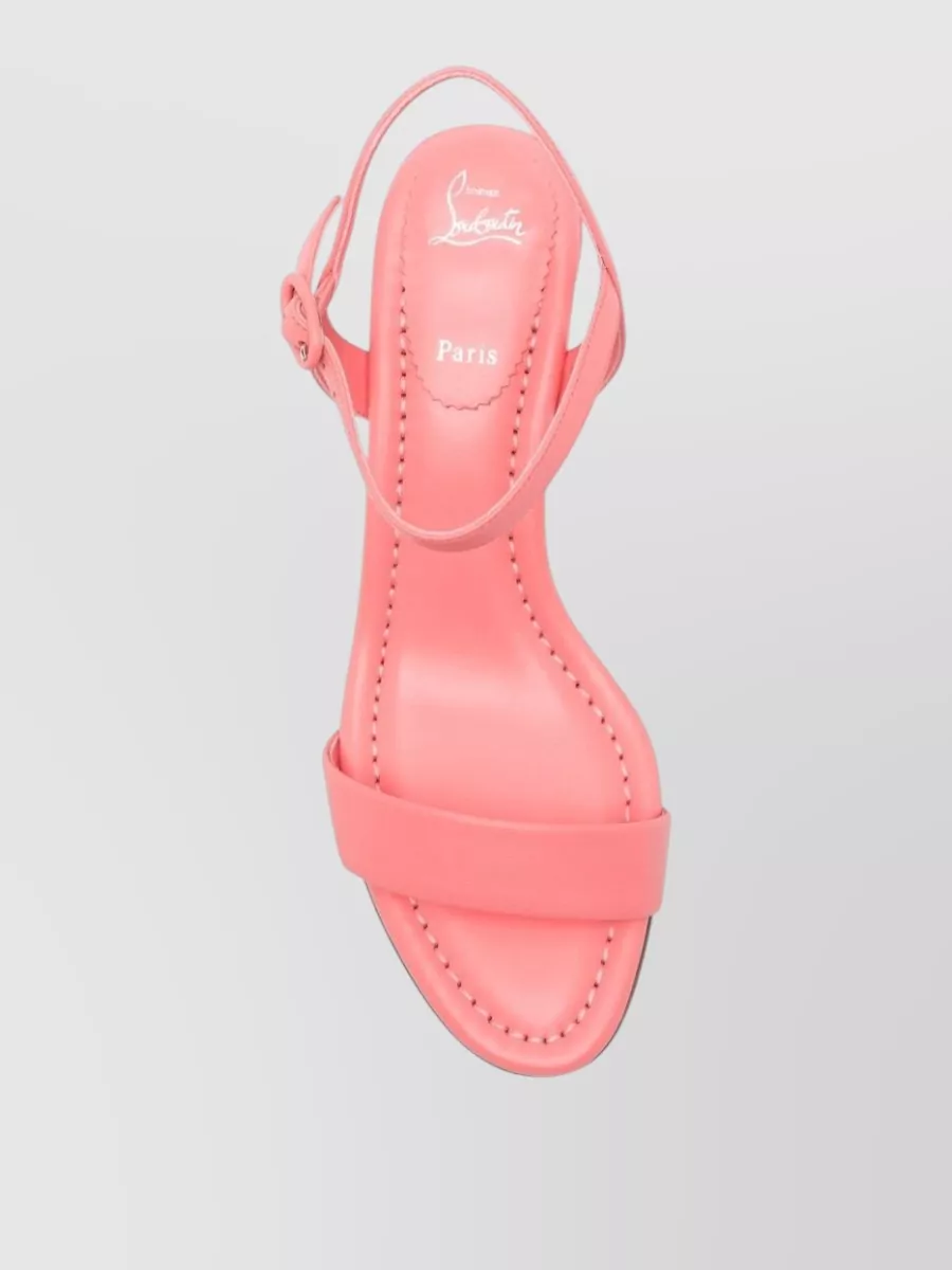 Christian Louboutin Leather Ankle-Strap Block-Heel Sandals