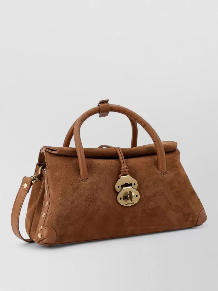 Zanellato Lamb Leather Studded Shoulder Bag