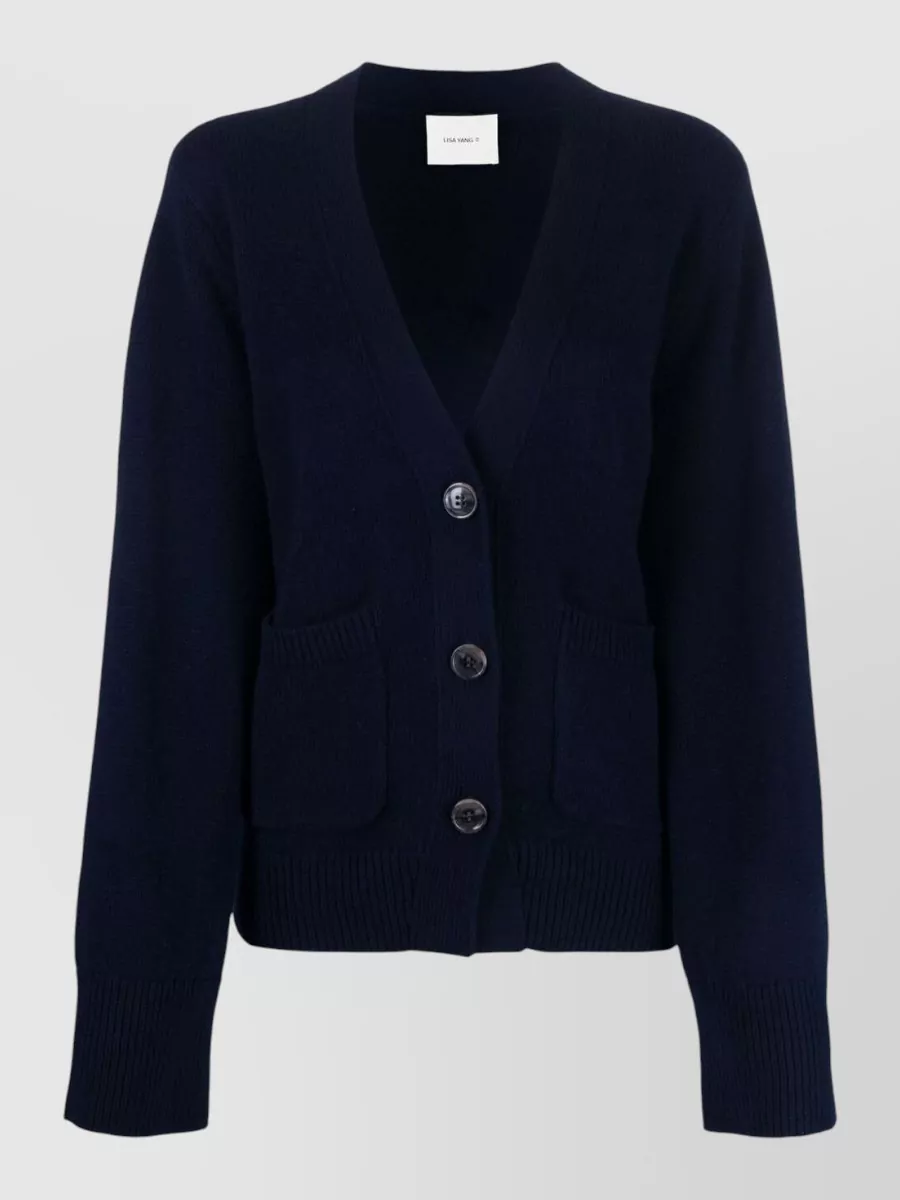 Lisa Yang Cashmere Ribbed V-Neck Cardigan