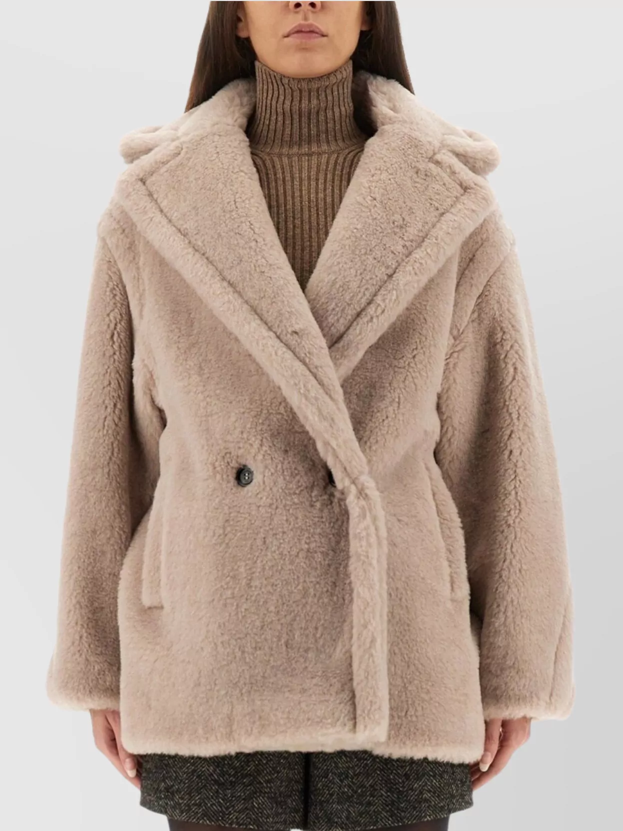 Max Mara Double-breasted Wool Jacket Notched Lapels In Neutral