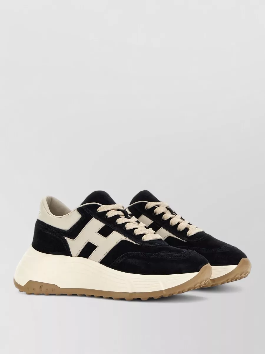 Hogan Sneakers Round Toe Contrast Sole Design