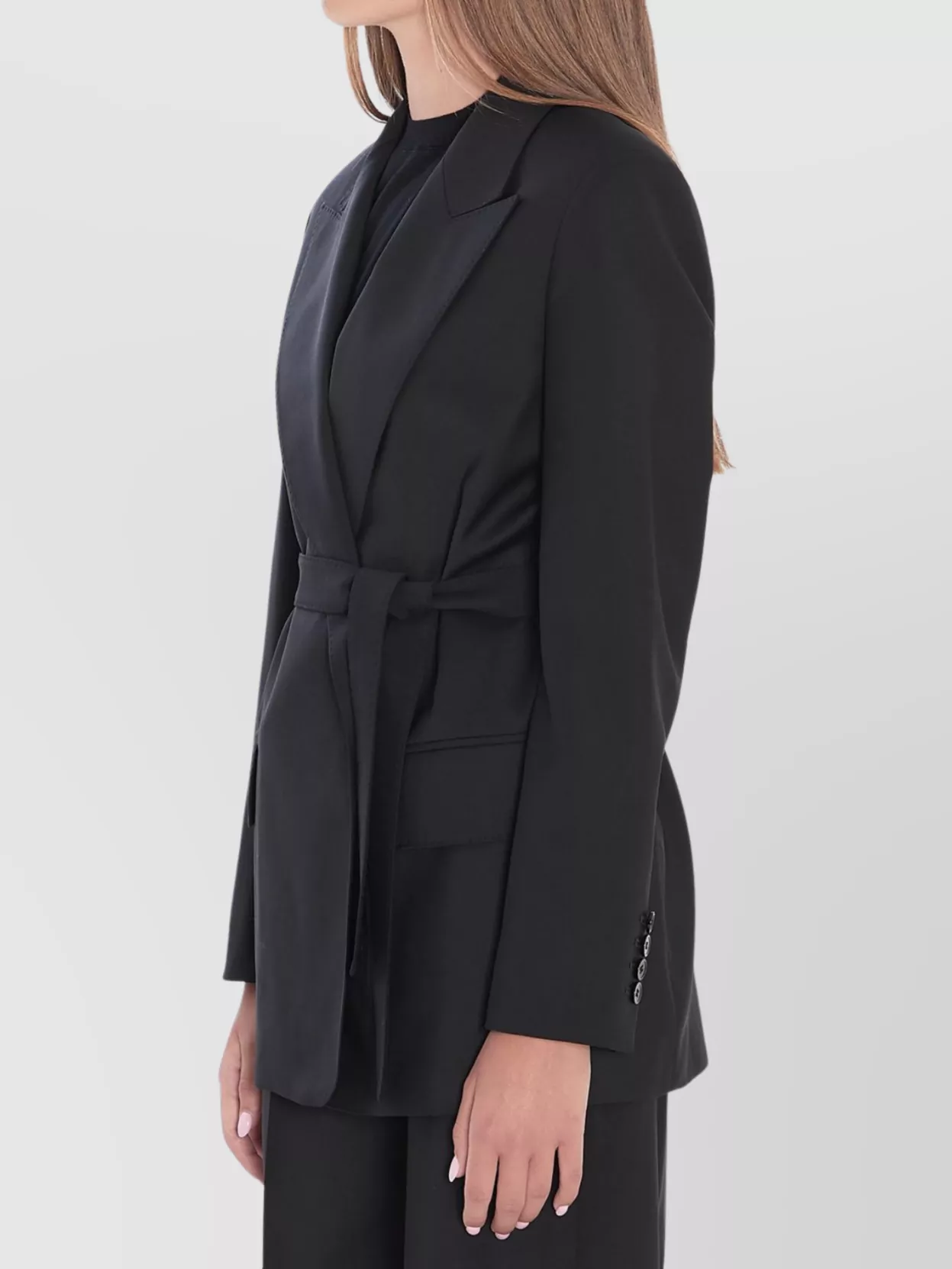 Max Mara Women Black Canvas Talento Belted Blazer In Black