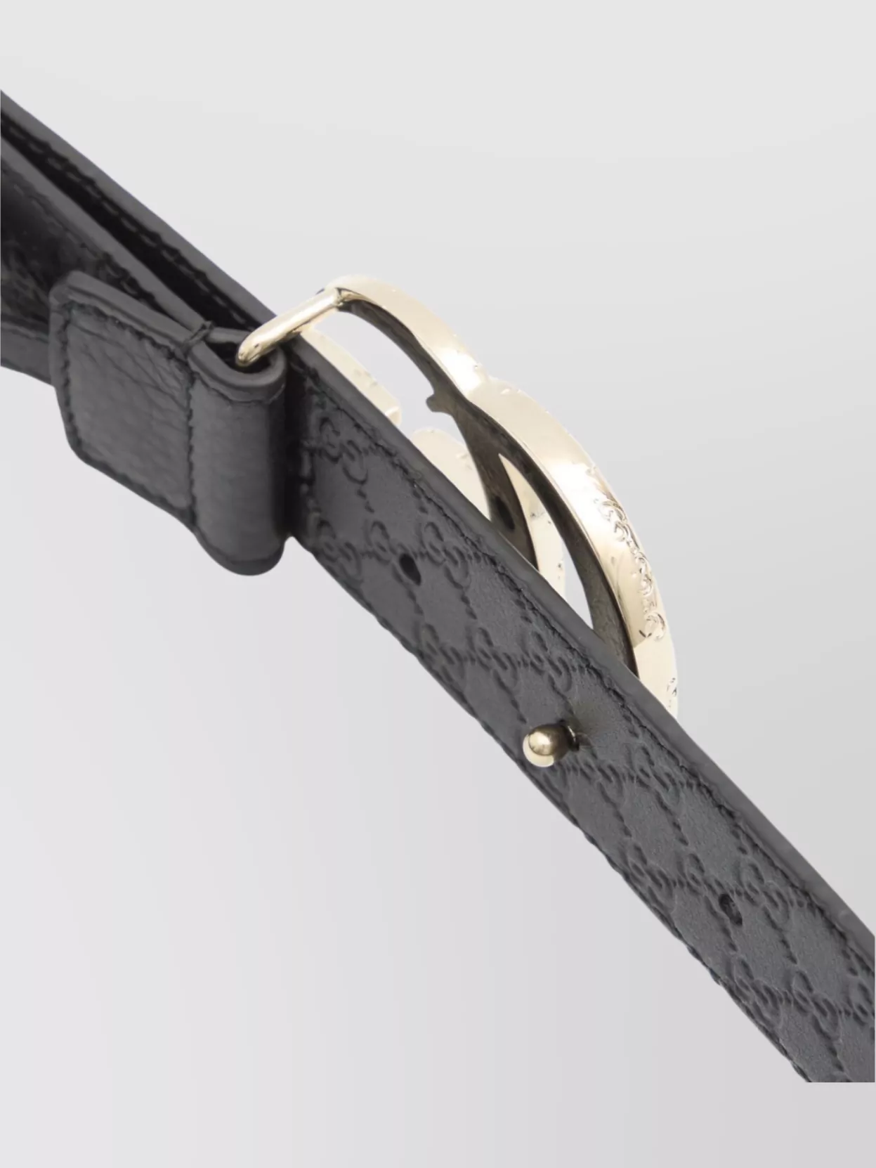 Gucci Adjustable Leather Belt With Embossed Pattern In Gray