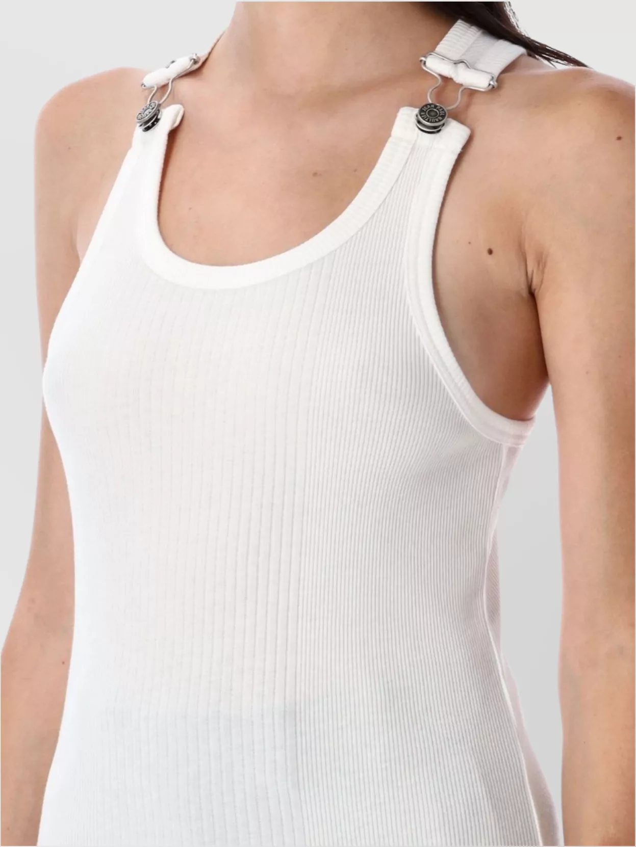 Jean Paul Gaultier Ribbed Texture Sleeveless Tank Top With Double Buckle Hardware