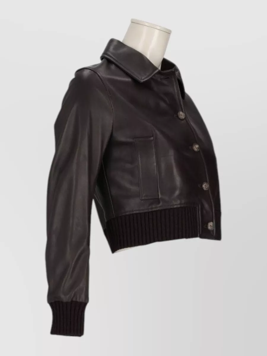La Rose Leather Cropped Jacket