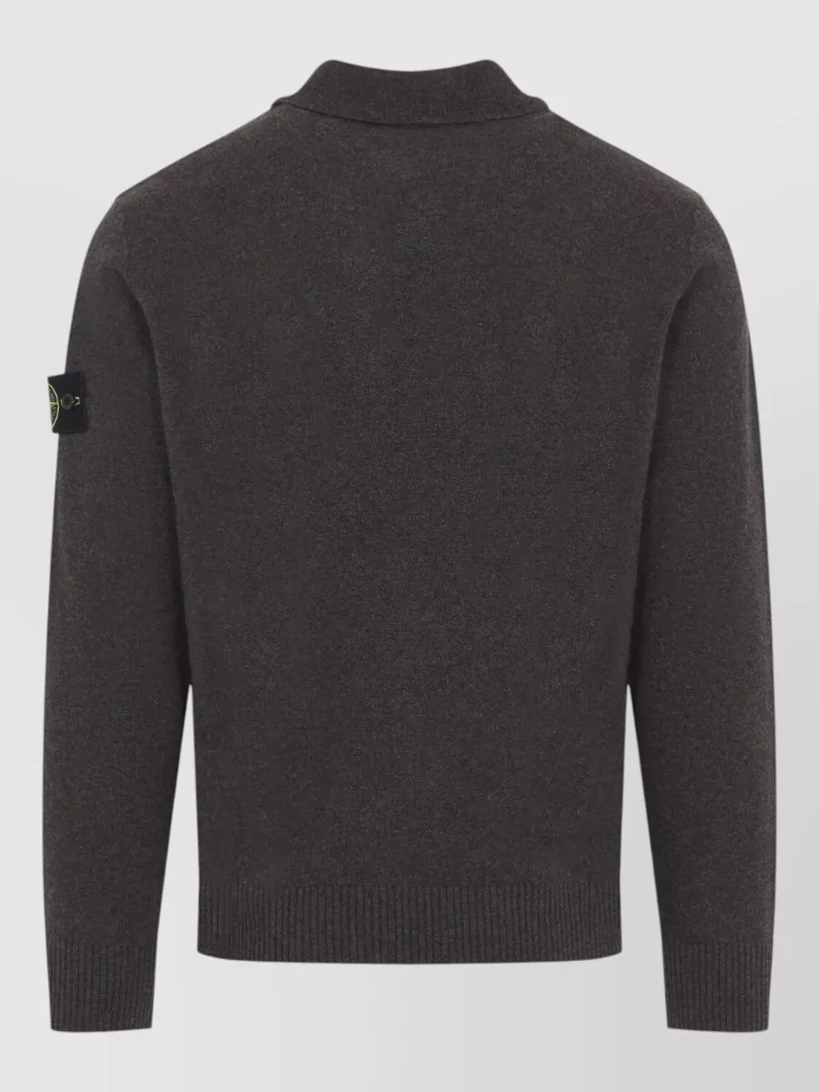 Stone Island Virgin Wool Fine-Knit Polo Sweater