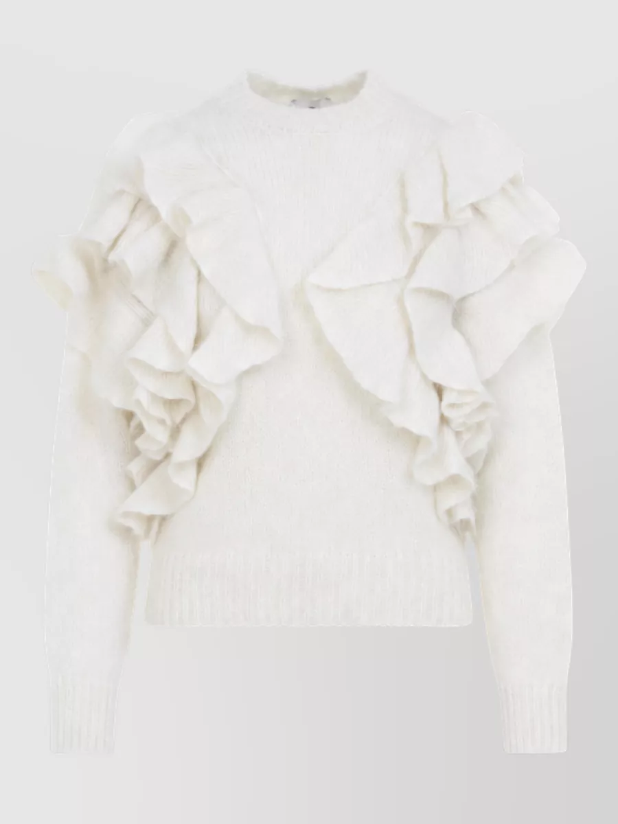 Elisabetta Franchi mohair ruffled short-sleeve turtleneck sweater