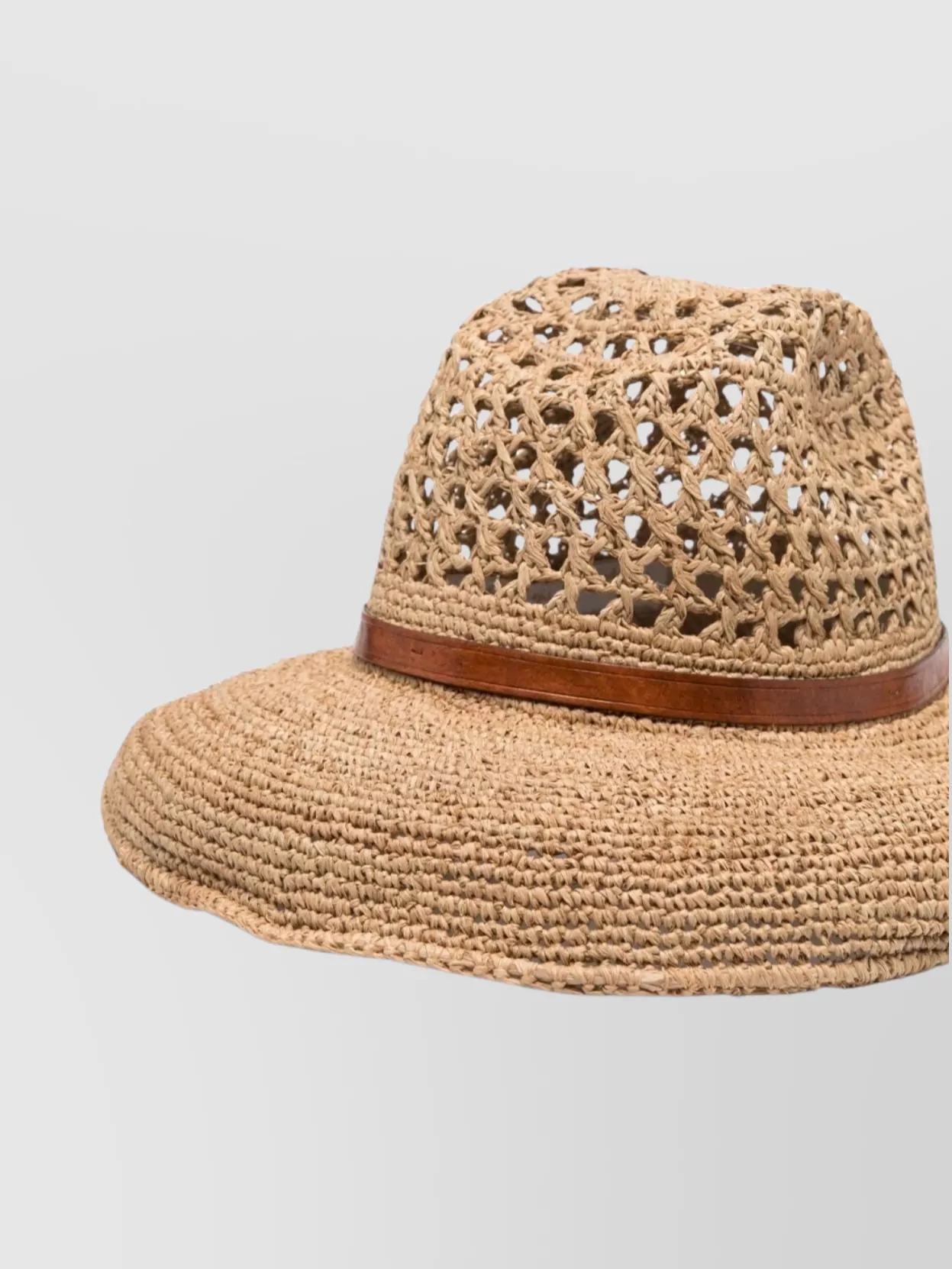 Ibeliv Wide Brim Straw Hat With Leather Band In Brown