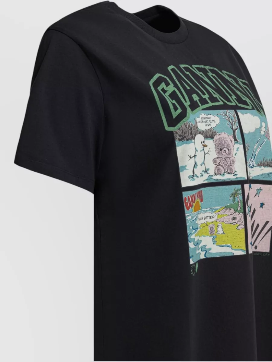 Ganni Teddy Bear Comic Graphic Crew Neck T Shirt