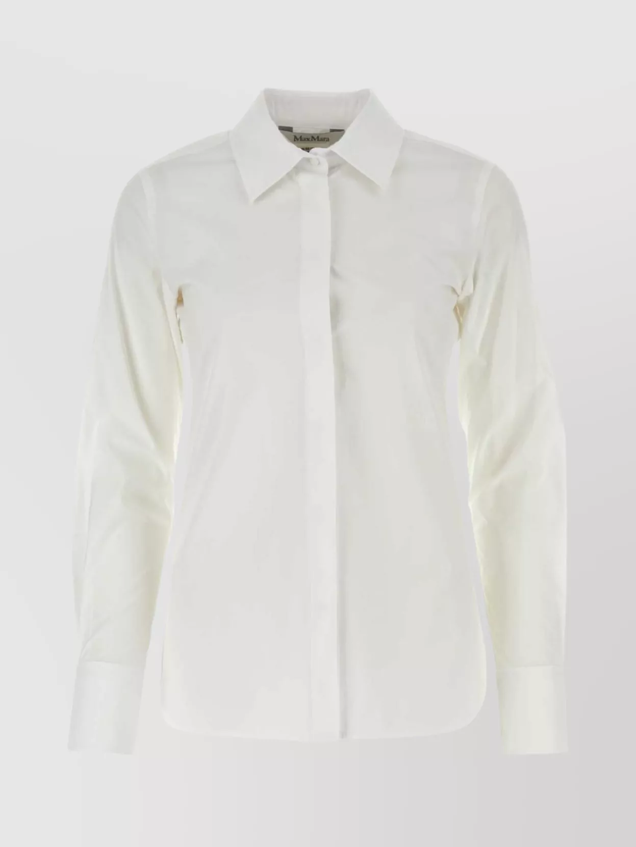 Max Mara Stretch Poplin Shirt With Button Accents In White