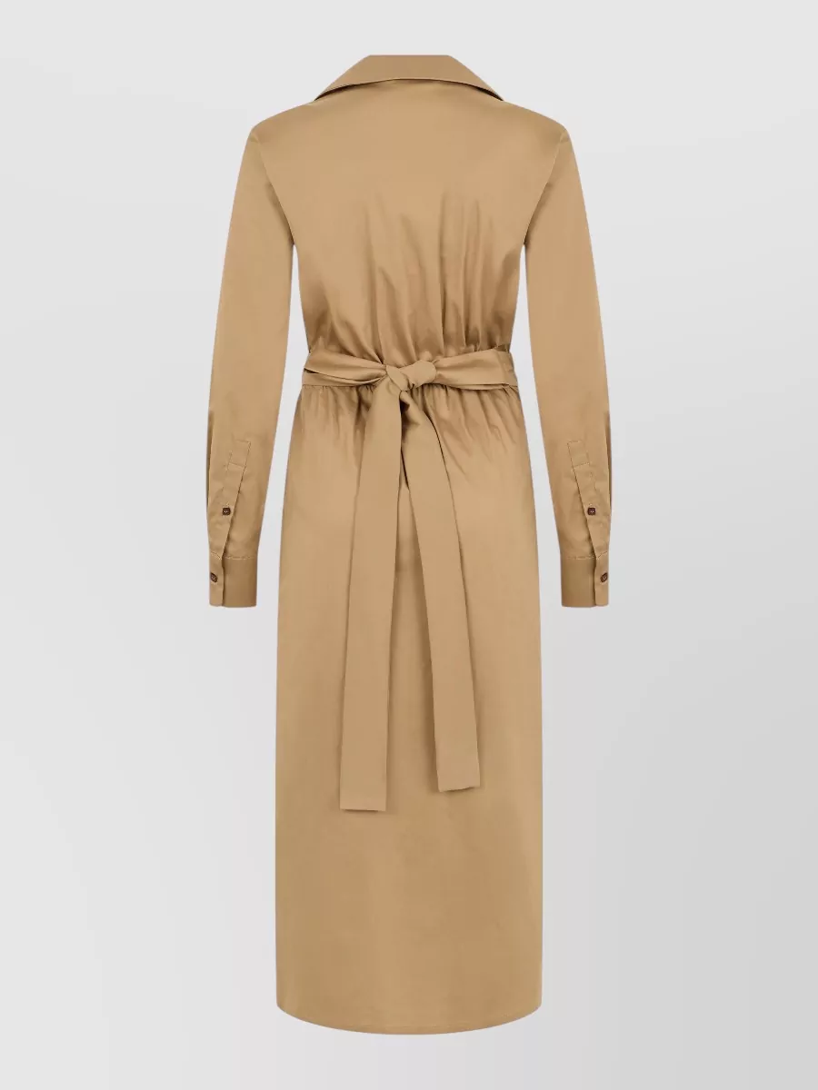 Max Mara Cotton Long-Sleeve Wrap Midi Dress