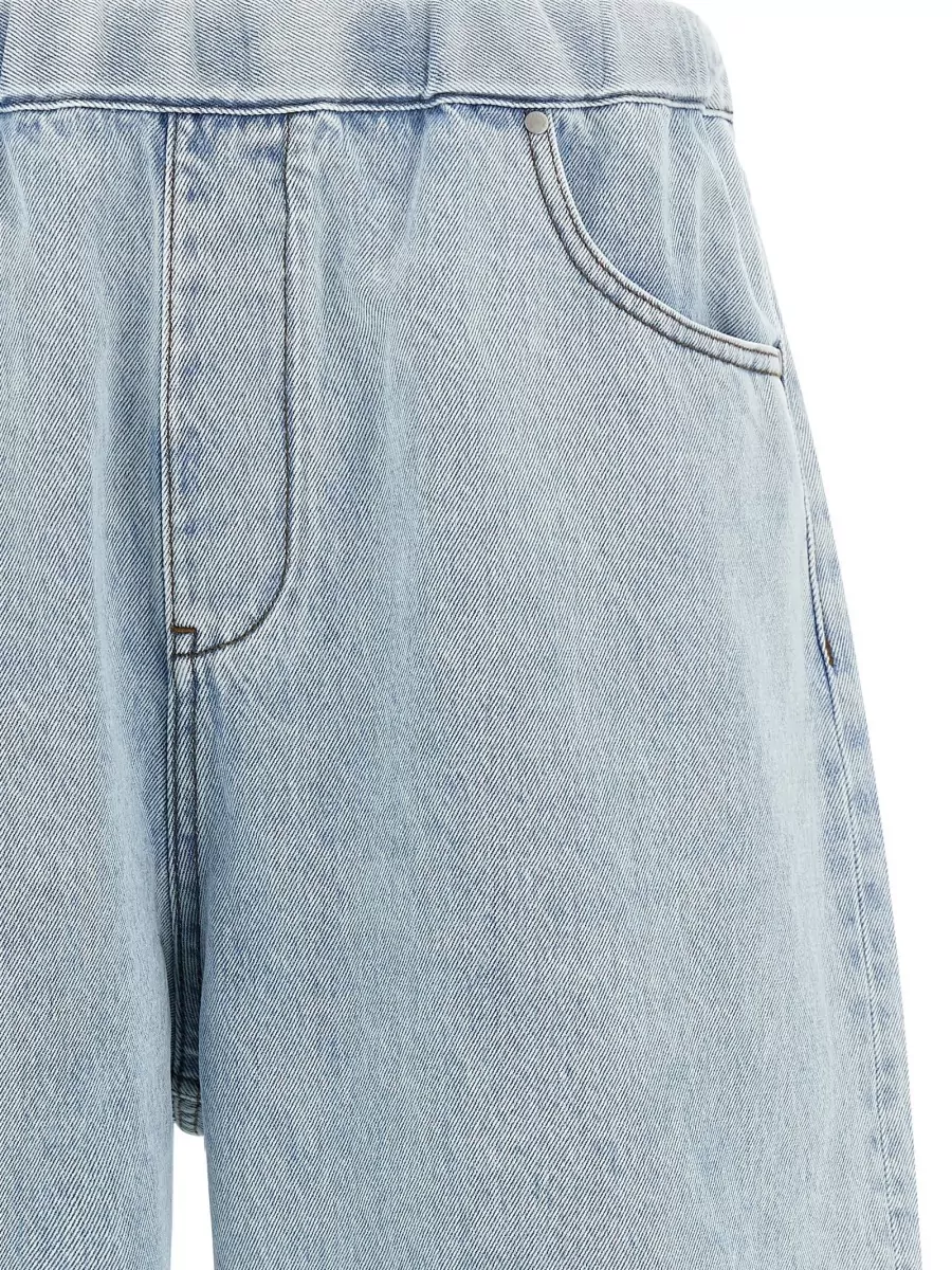 Entire Studios Denim Wide-Leg Bermuda Shorts