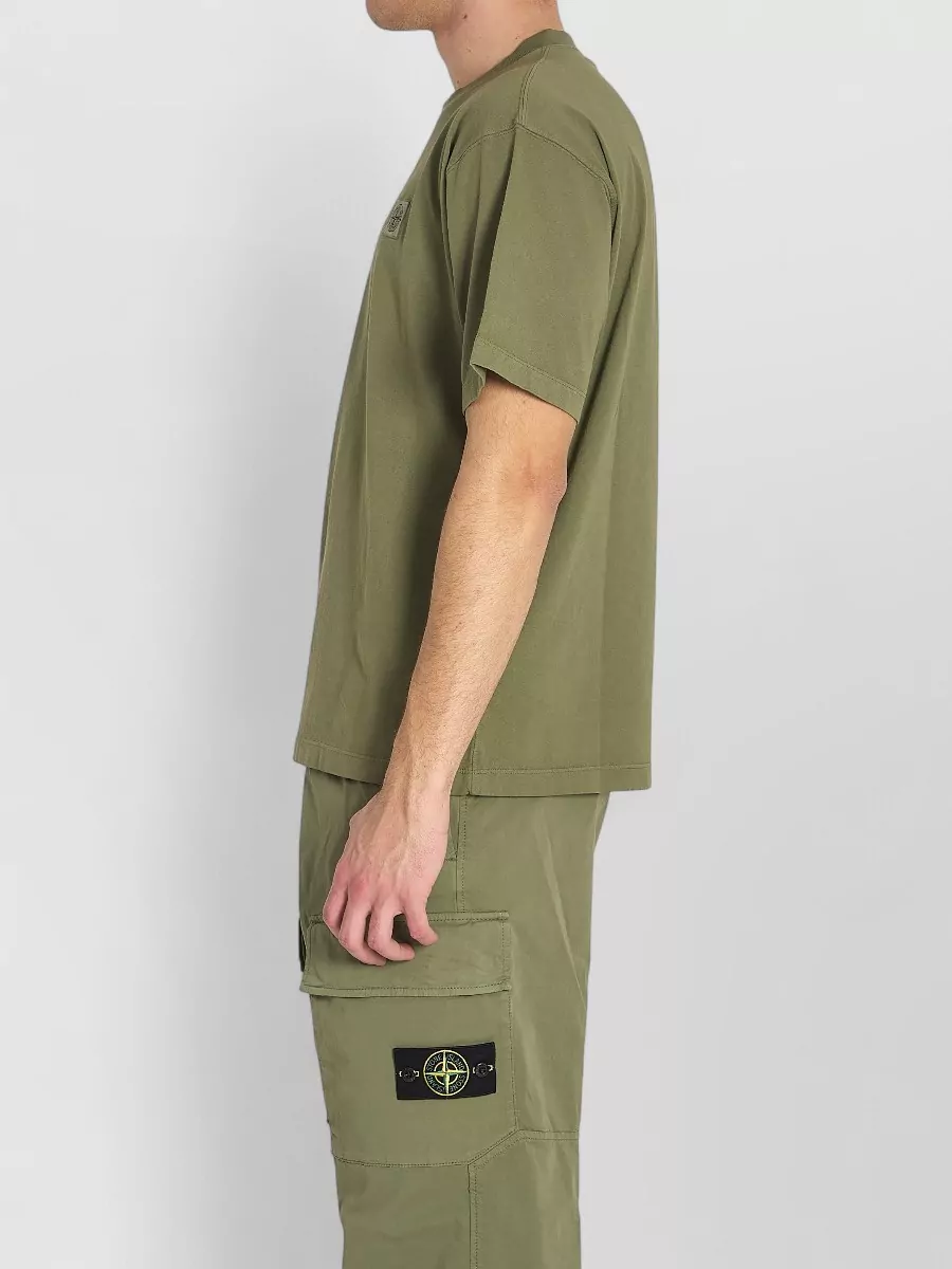 Stone Island Cotton Ribbed Crew Neck Oversized Short-Sleeve T-Shirt