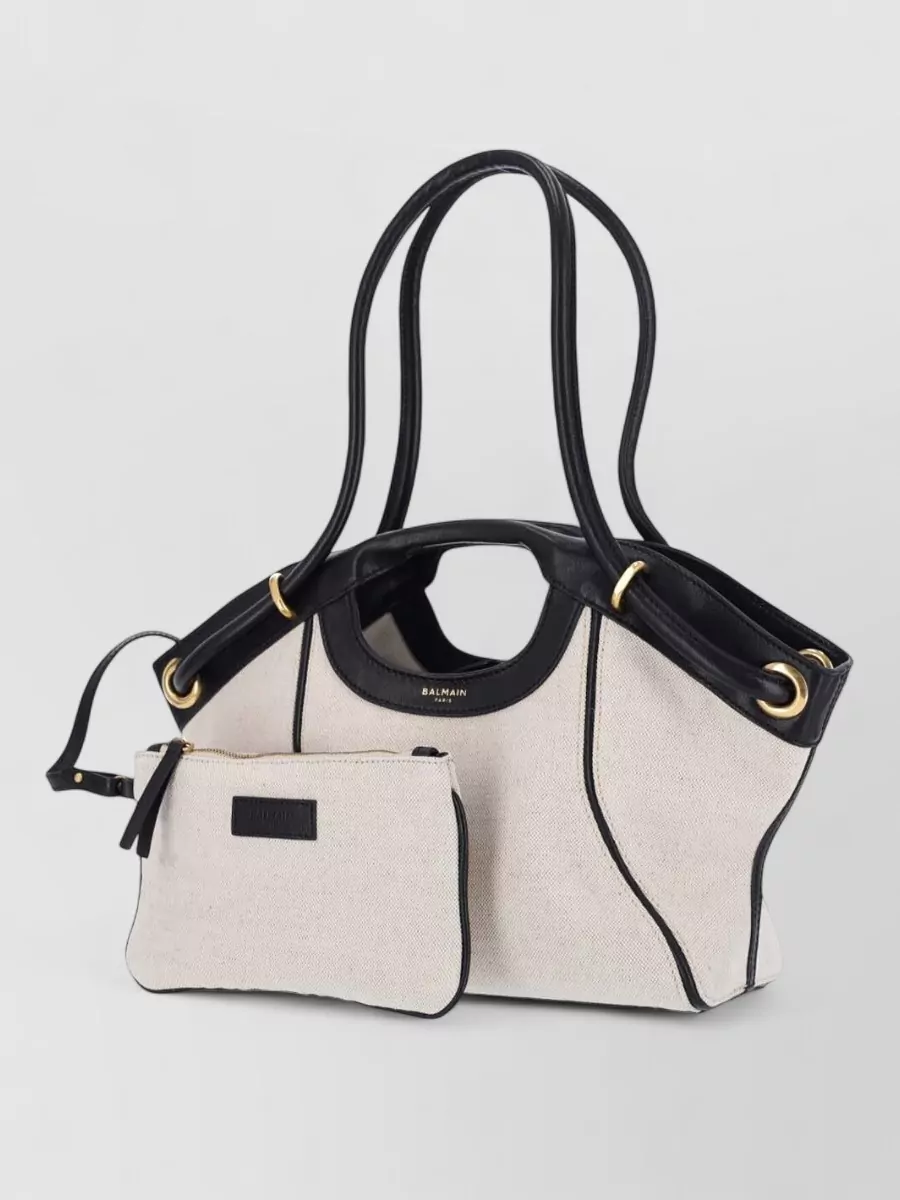 Balmain Medium Tote Canvas Shoulder Bag